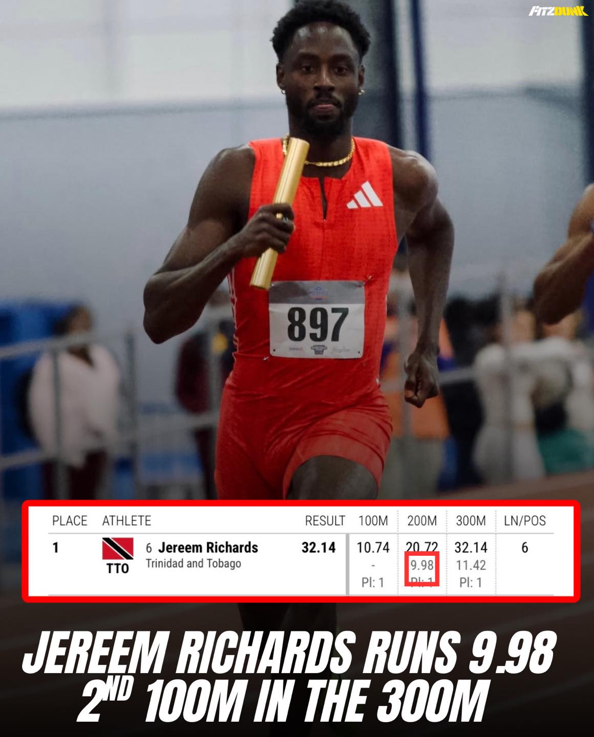 Fitzroy - Jereem was moving in the 300m today! 9.98 in the 2nd 100m of ...