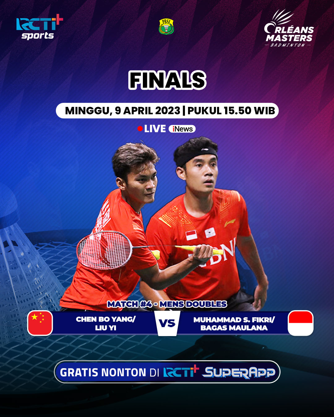 RCTIplus - Saksikan babak final #OrleansMasters2023 hari ini, gratis ...