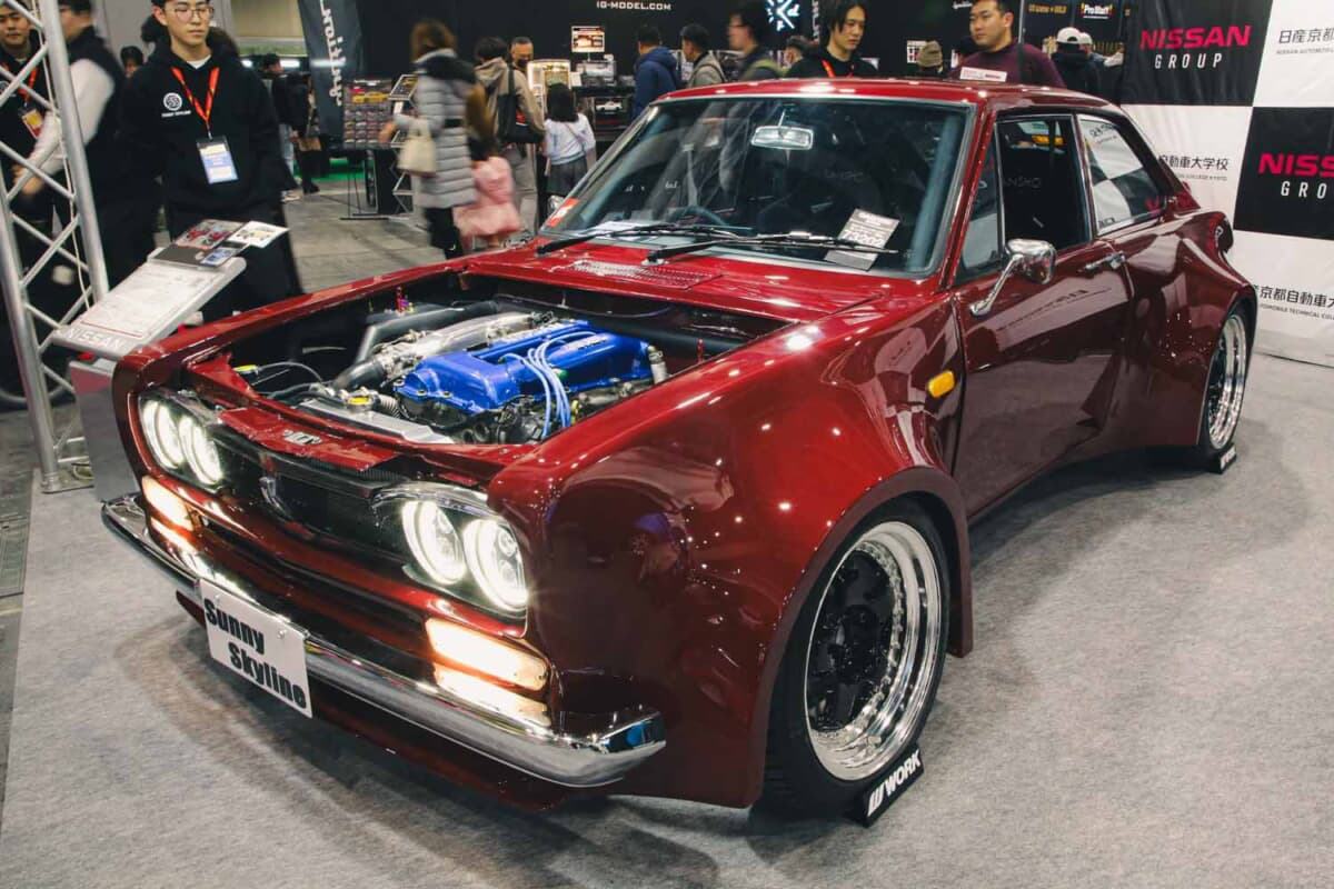 An unlikely fusion of a Datsun Sunny Coupe KB110 and a Skyline C10