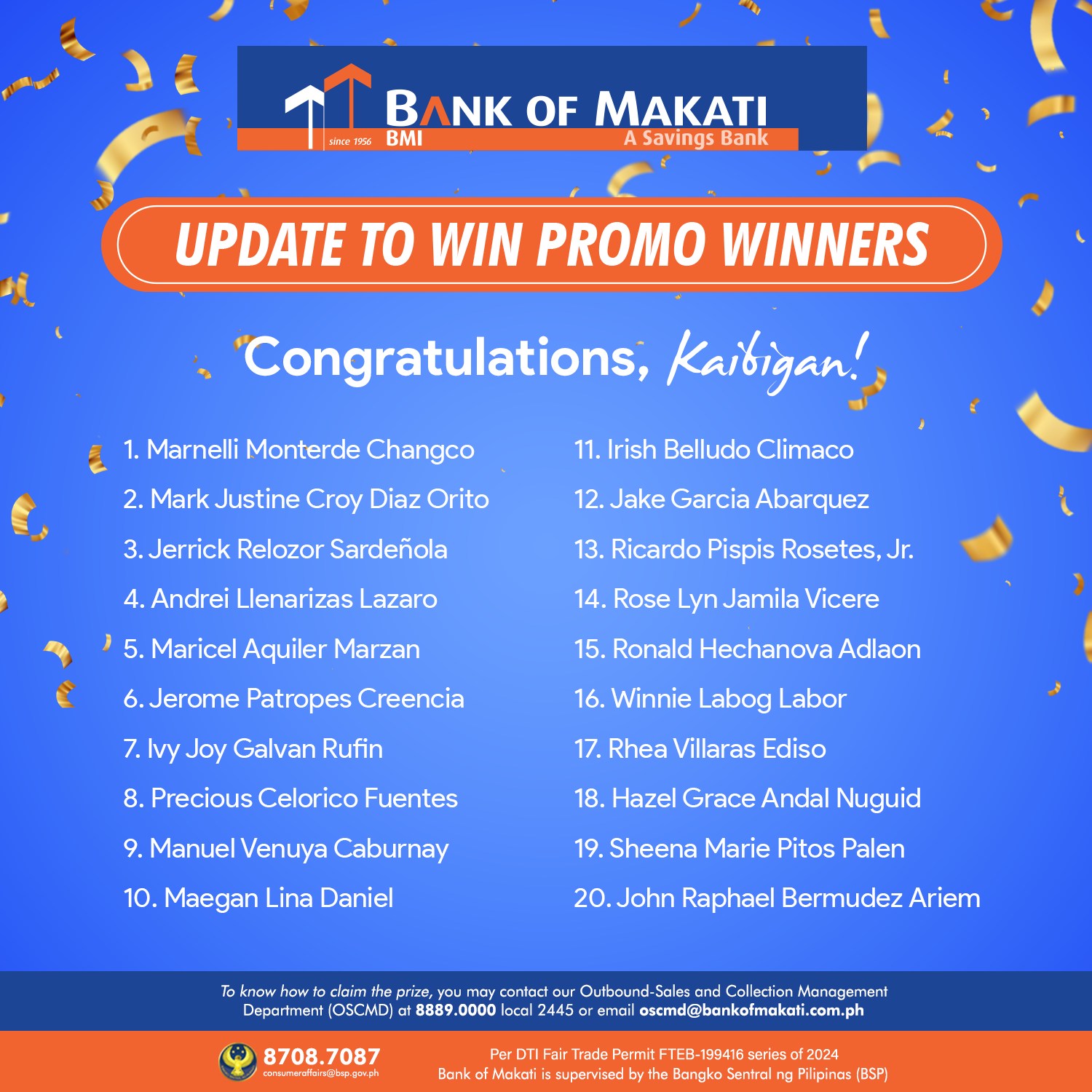 Bank - ‼️ Congratulations to the 20 winners of Php1,000 from Update to ...