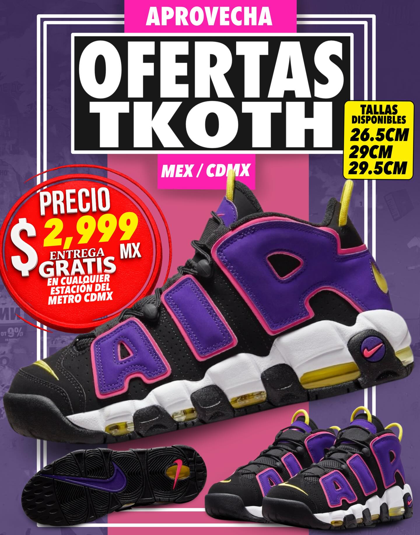 Nike Air More Uptempo “Court Purple” ?Precio: $2,999mx Tallas 