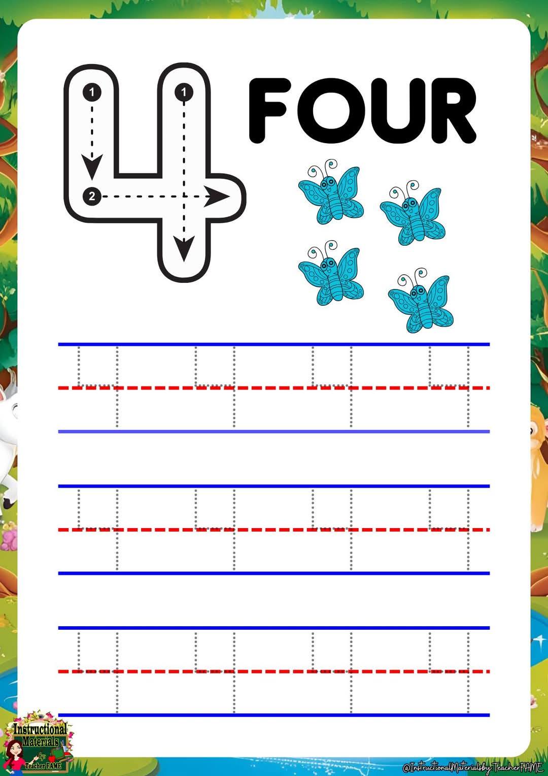 KINDERGARTEN WORKSHEETS & RESOURCES👨‍👩‍👧‍👧 | Number tracing Save and ...