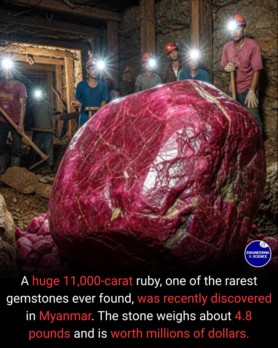 Miners unearthed a massive 11,000-carat ruby. Despite being half