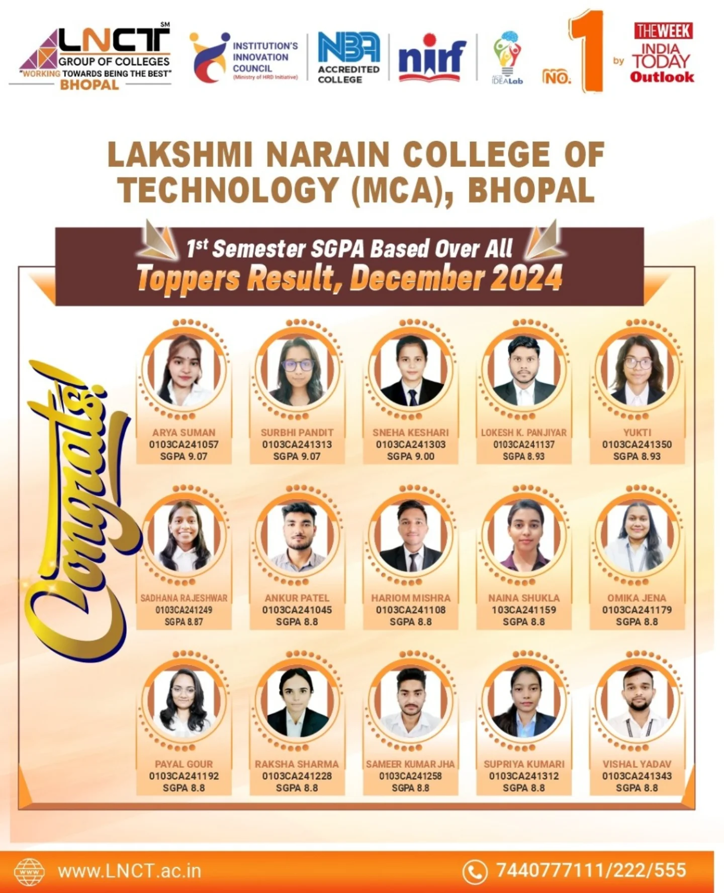 Lnct-Mca Bhopal - 🎓 Proud Moment at LNCT MCA! 🎓... | Facebook
