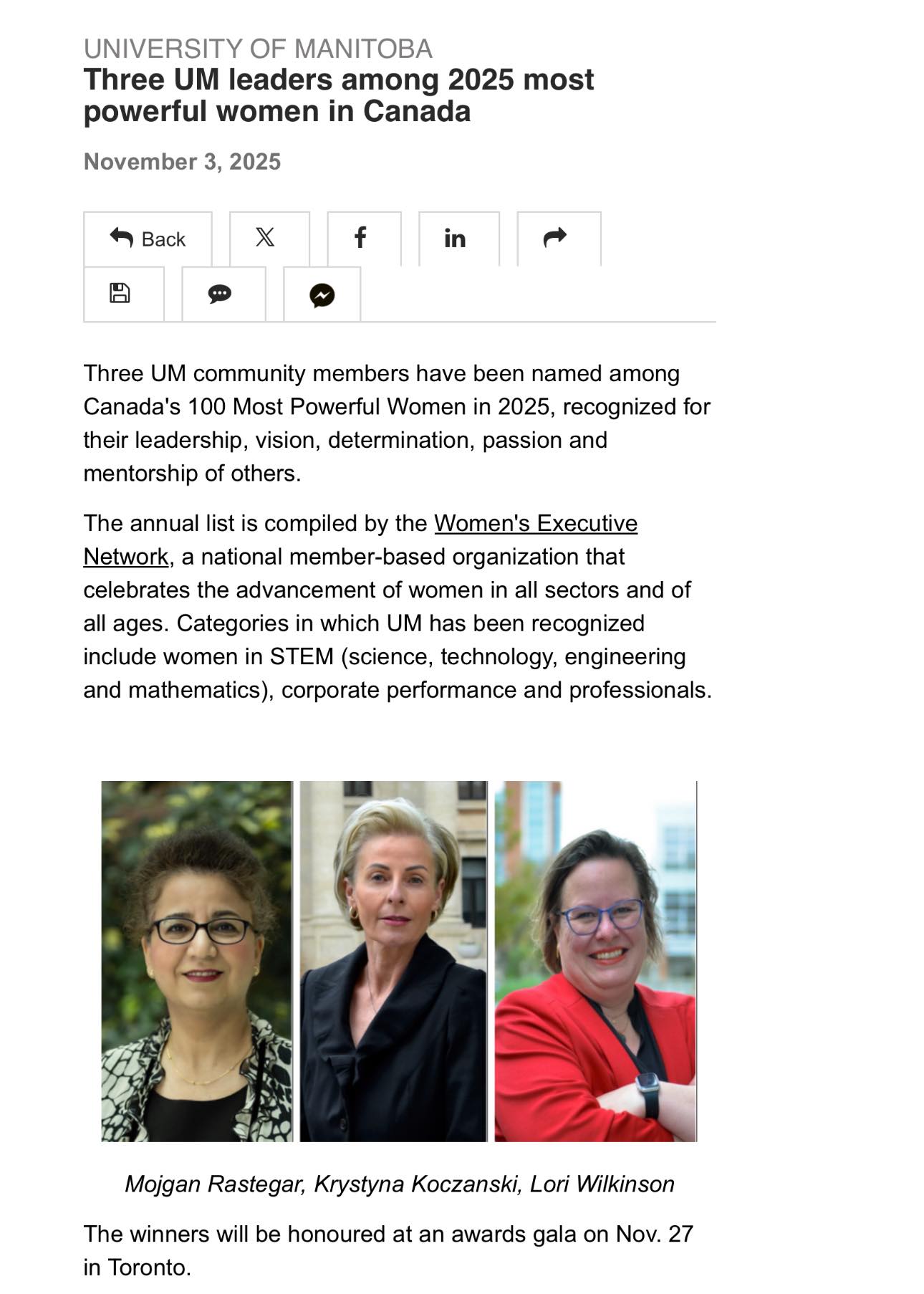 Manitoba - Congratulations to Dr. Mojgan Rastegar on being named one of ...