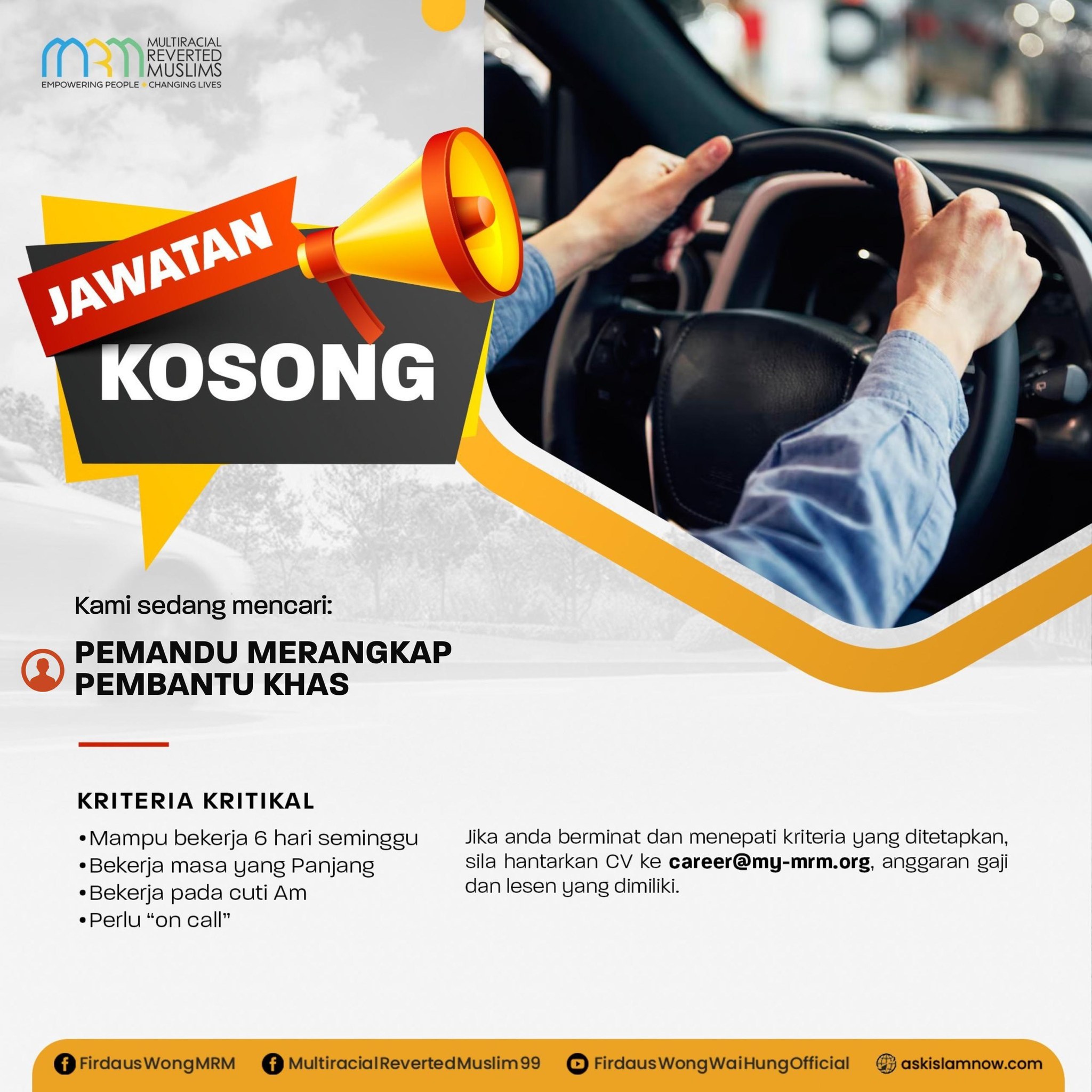 Firdaus - HEBAHAN JAWATAN KOSONG Jawatan: Pemandu merangkap Pembantu ...