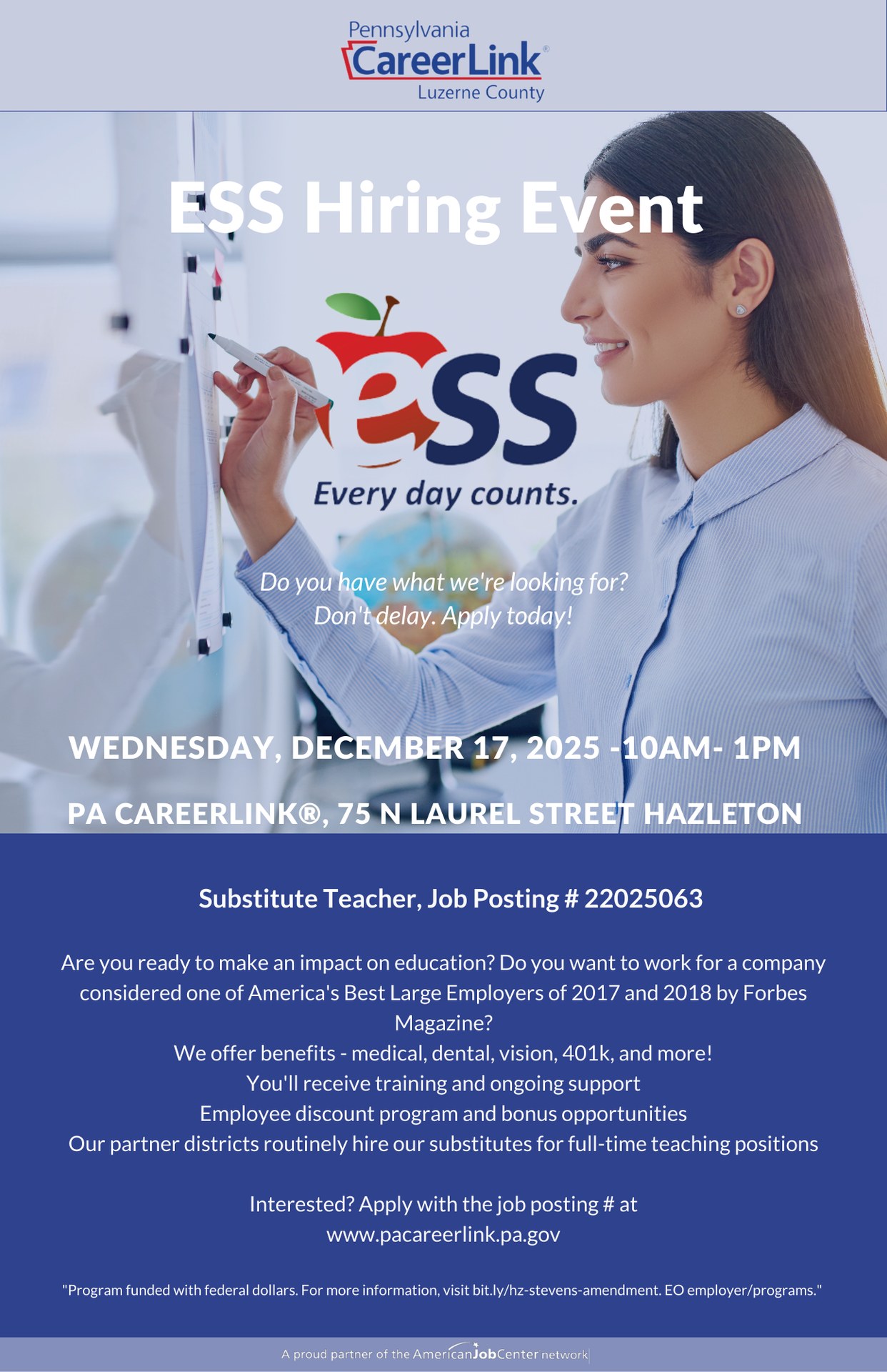 PA - 📣 Join us for the ESS Hiring Event! 📣 📅 Wednesday, December 17 🕓 ...