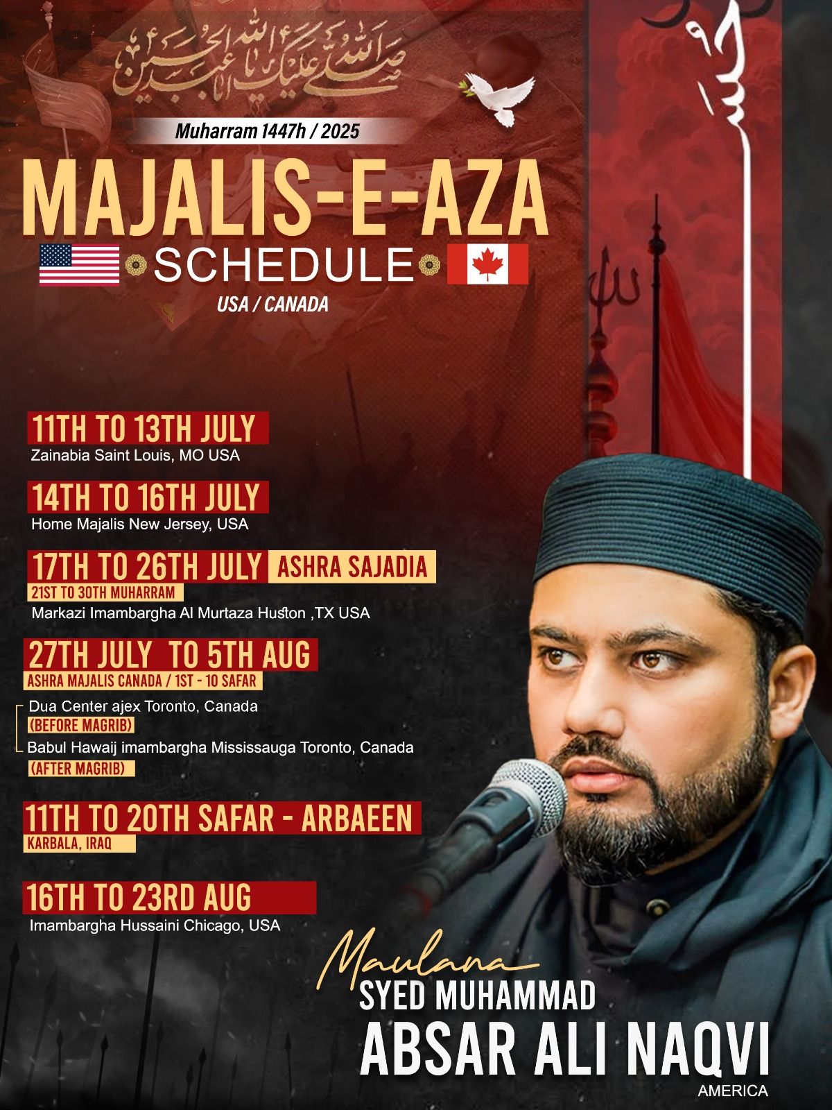 Absar - Muharram 1447H / 2025 Majalis-e-Aza Schedule (USA/CANADA ...