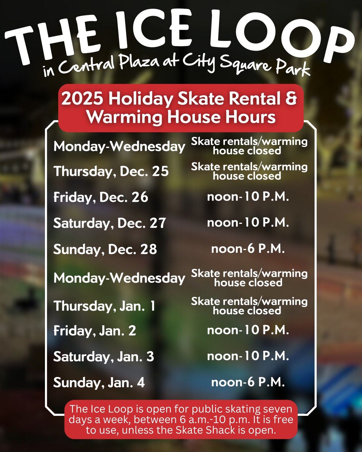 Marion - Dec. 27 CLOSURE UPDATE: The Ice Loop will be closed for the ...