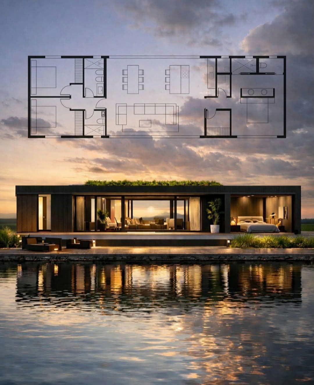 “Still Water, Golden Hour” ― 静寂の湖畔 ― Golden hour at the lake house. ✨🏡🌅