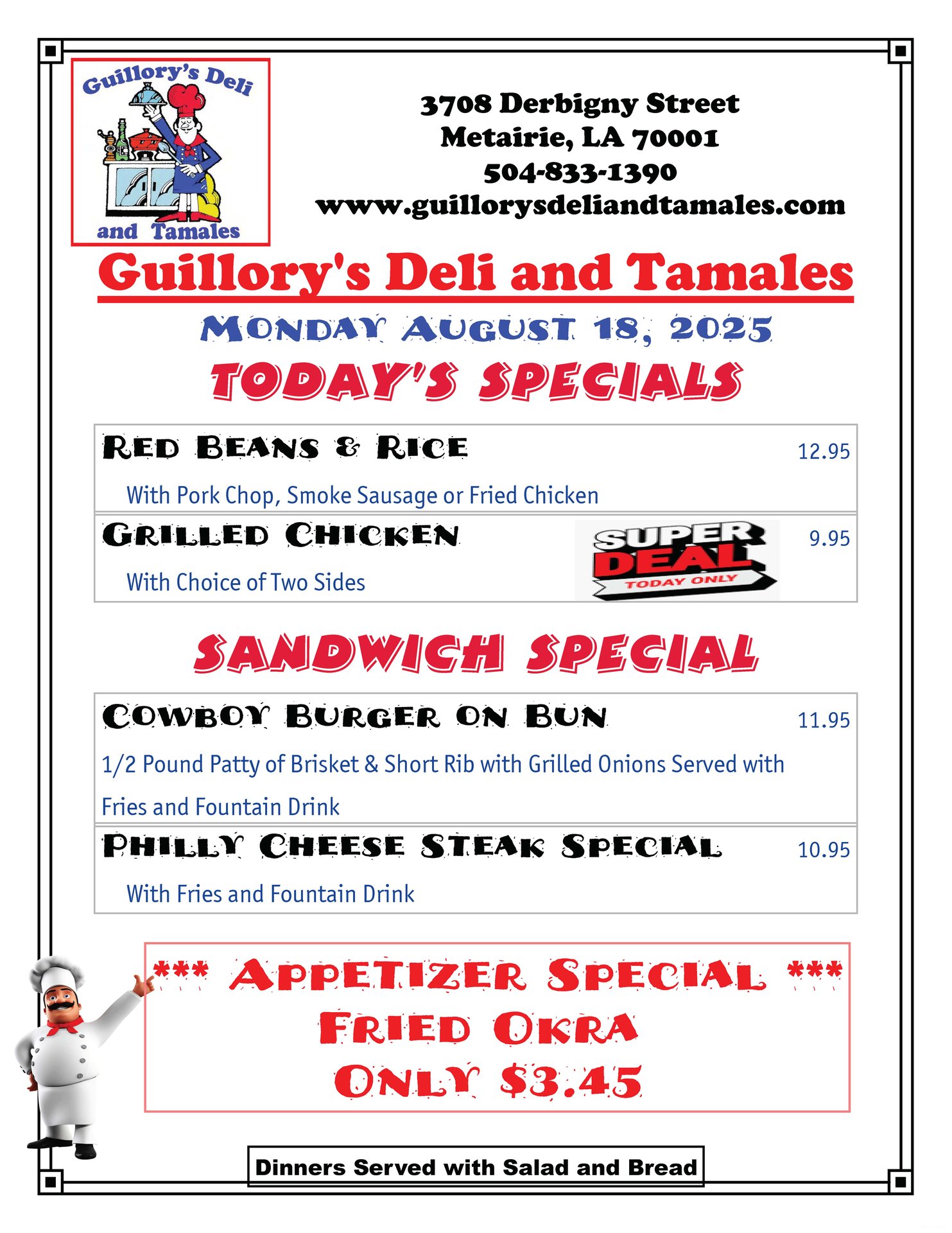 Guillory's Deli and Tamales | Metairie LA