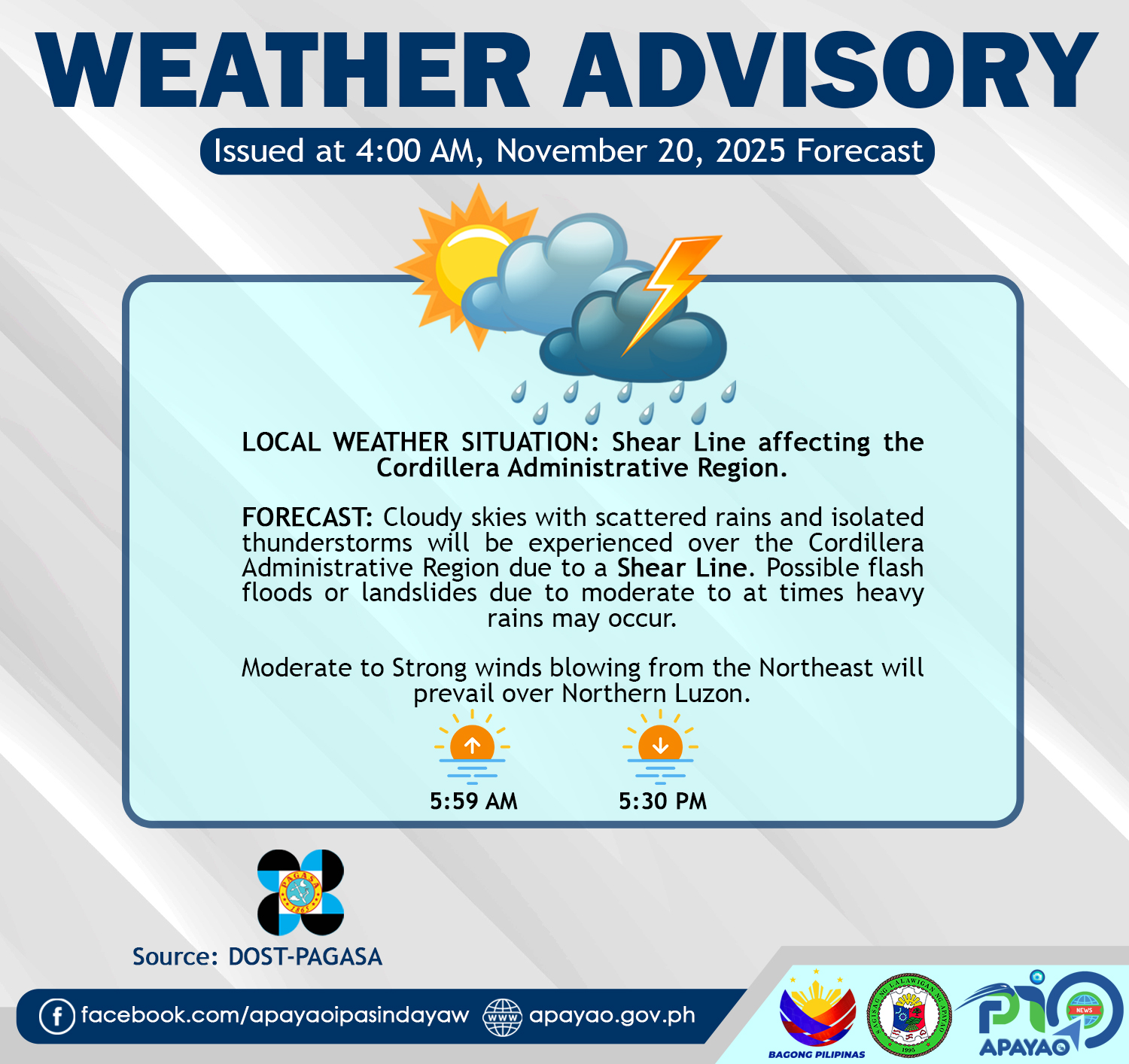 Provincial - WEATHER FORECAST Issued At: 4:00 AM, 20 November 2025 ...