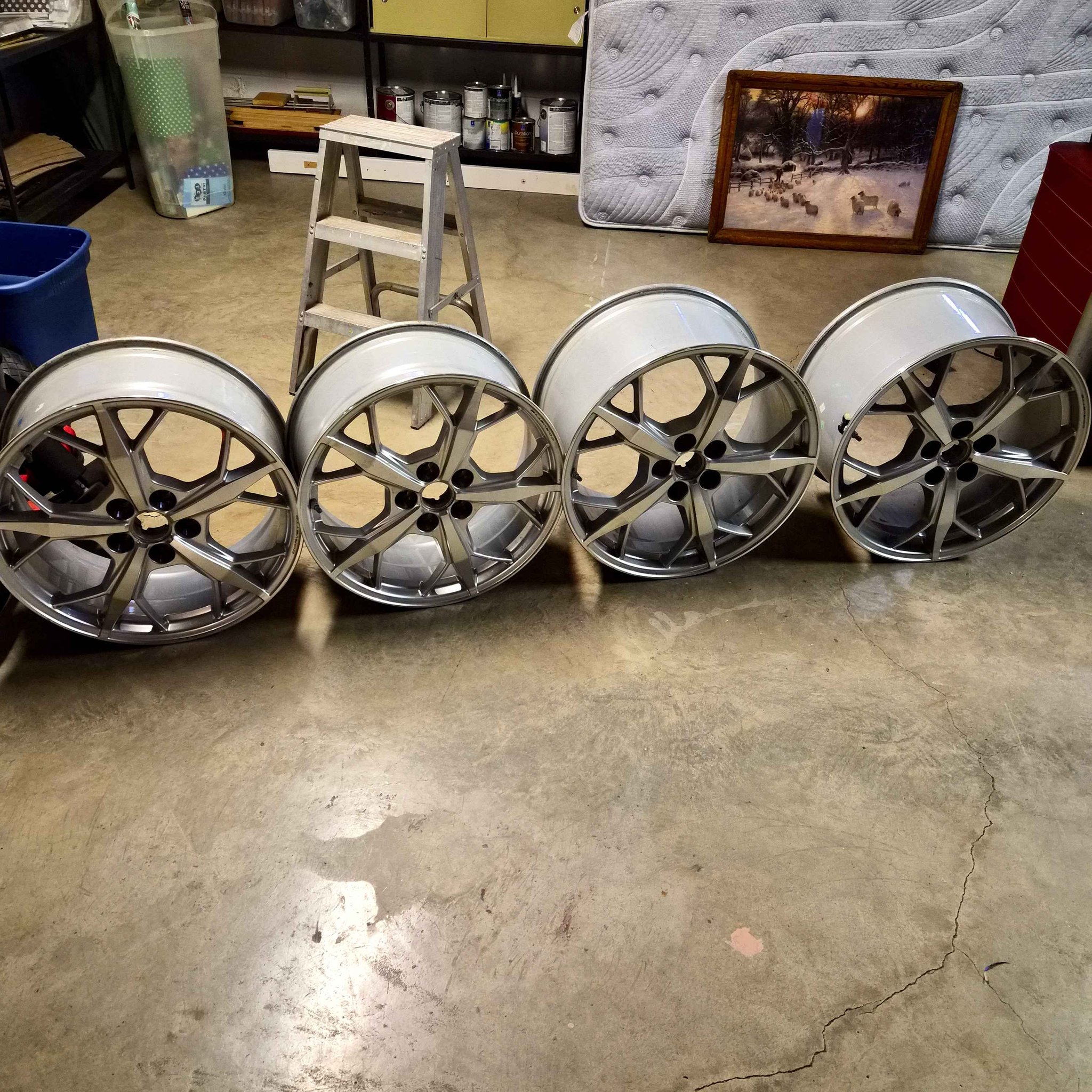 4 GM OEM C8 Wheels. TRIDENT MACHINED-FACE STERLING SILVER-PAINTED ...