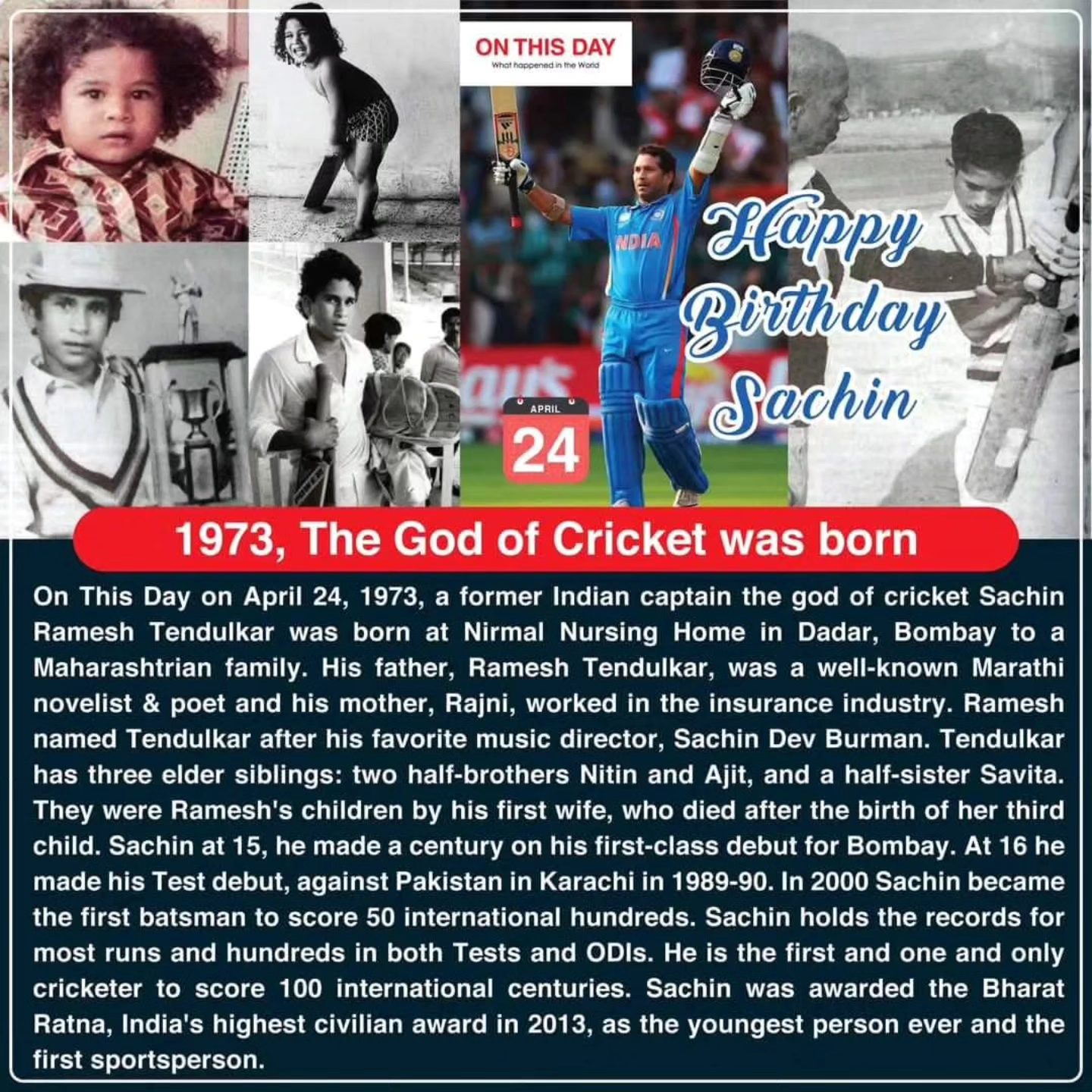 On - Happy Birthday Sachin Tendulkar ~ #OnThisDay 1973, The God of ...