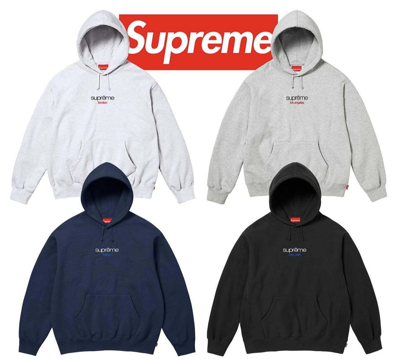 Supreme Classic Logo Hooded 城市限定目前紐約有M/L/XL號現貨東京跟LA 