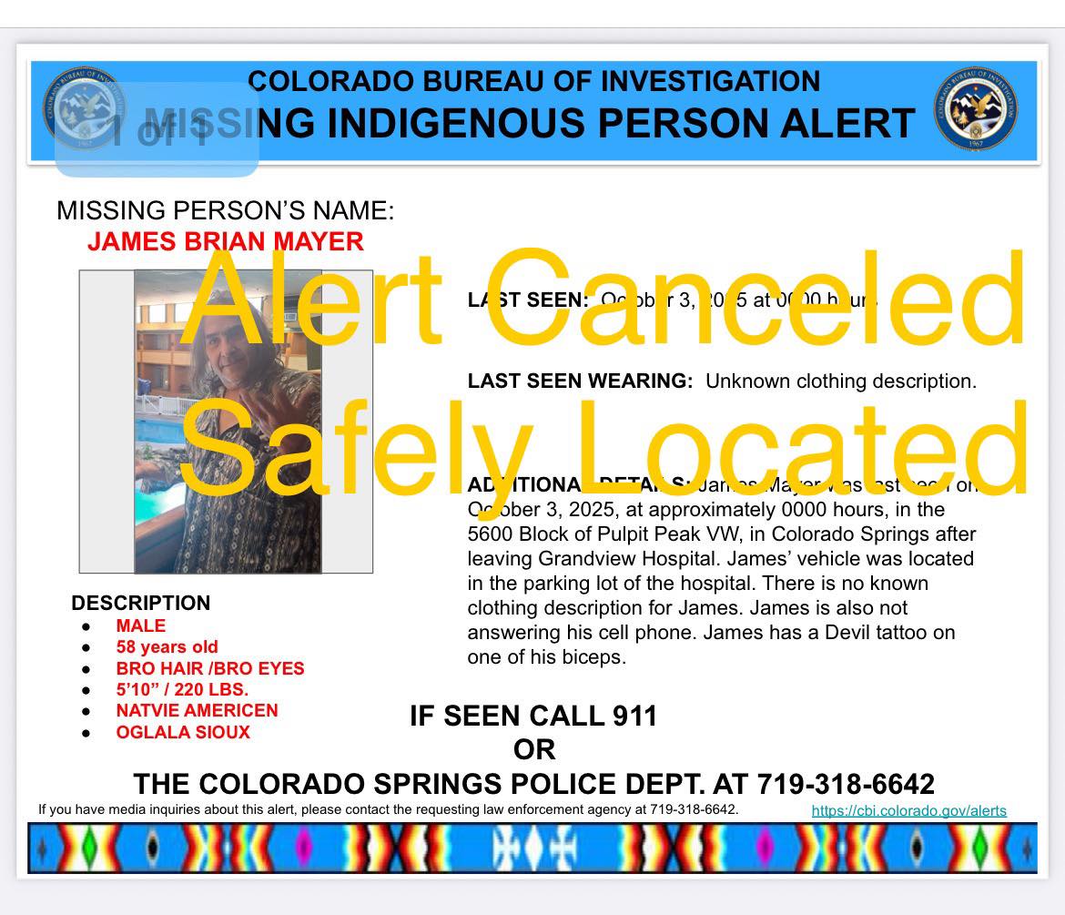 Colorado - Missing Indigenous Alert Deactivation: James Mayer has been ...