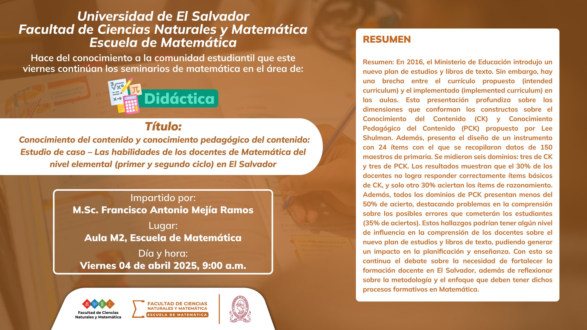 Facultad - La Facultad de Ciencias Naturales y Matemática invita a ...