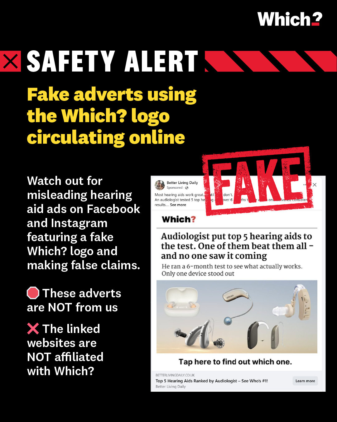 Which? - ⚠️ Safety alert: fake hearing aid adverts using... | Facebook