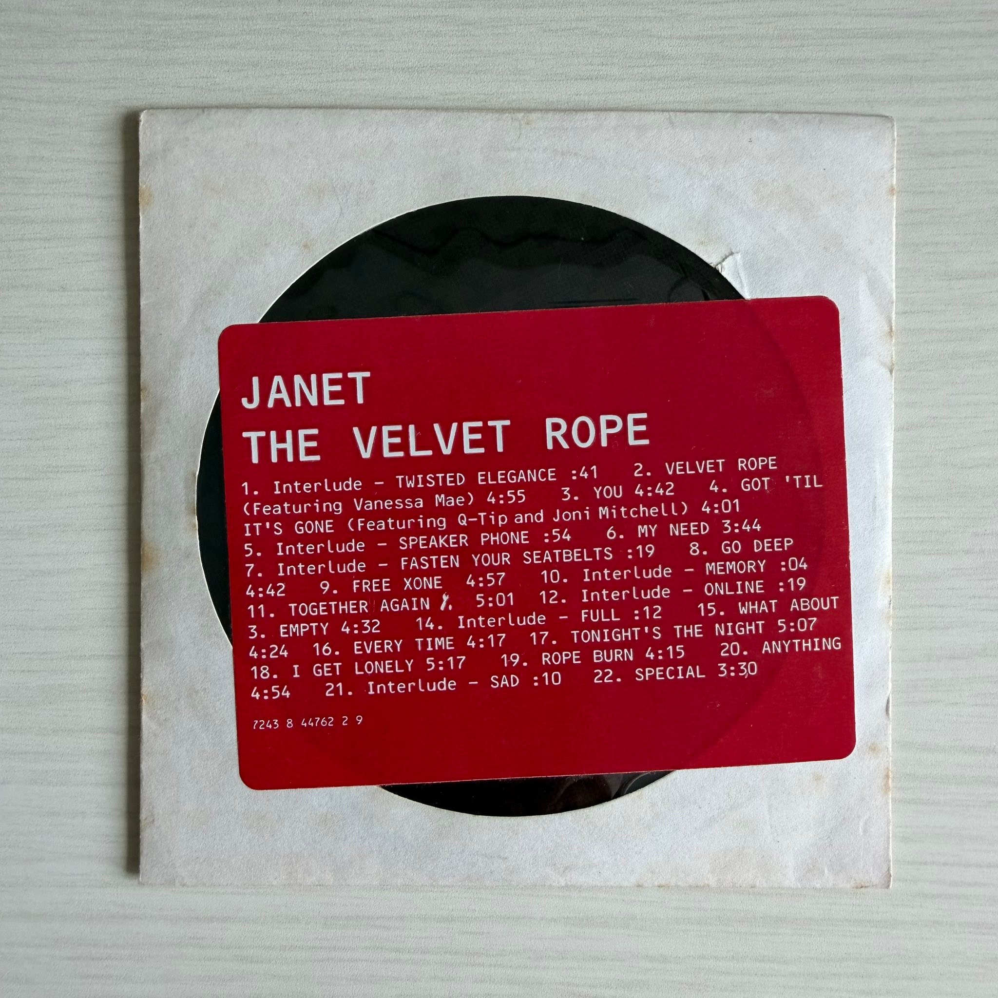 Janet Jackson - The Velvet Rope promo CD album in paper sleeve