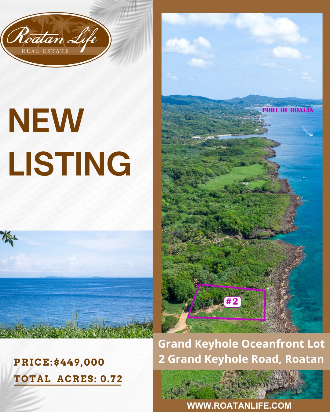 Roatan - New Listing! Grand Keyhole Lot 2 offers a rare 0.72-acre ...