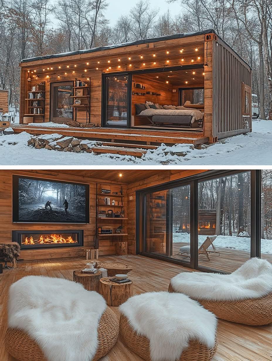 Shipping - Modern Wood-Clad Container Cabin: A Dreamy Winter Retreat ...