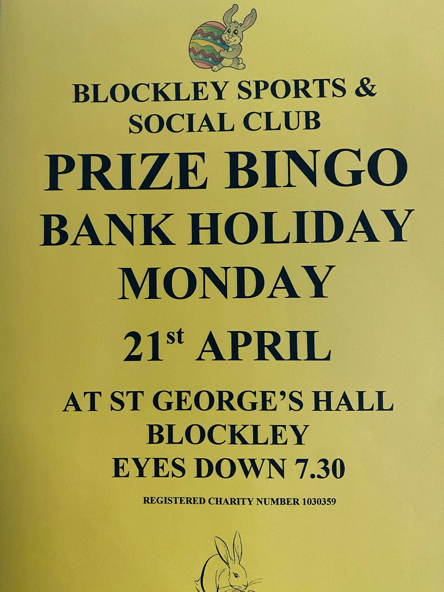 Blockley - Don’t forget …. 🐣Prize Bingo on Monday at St George’s hall ...