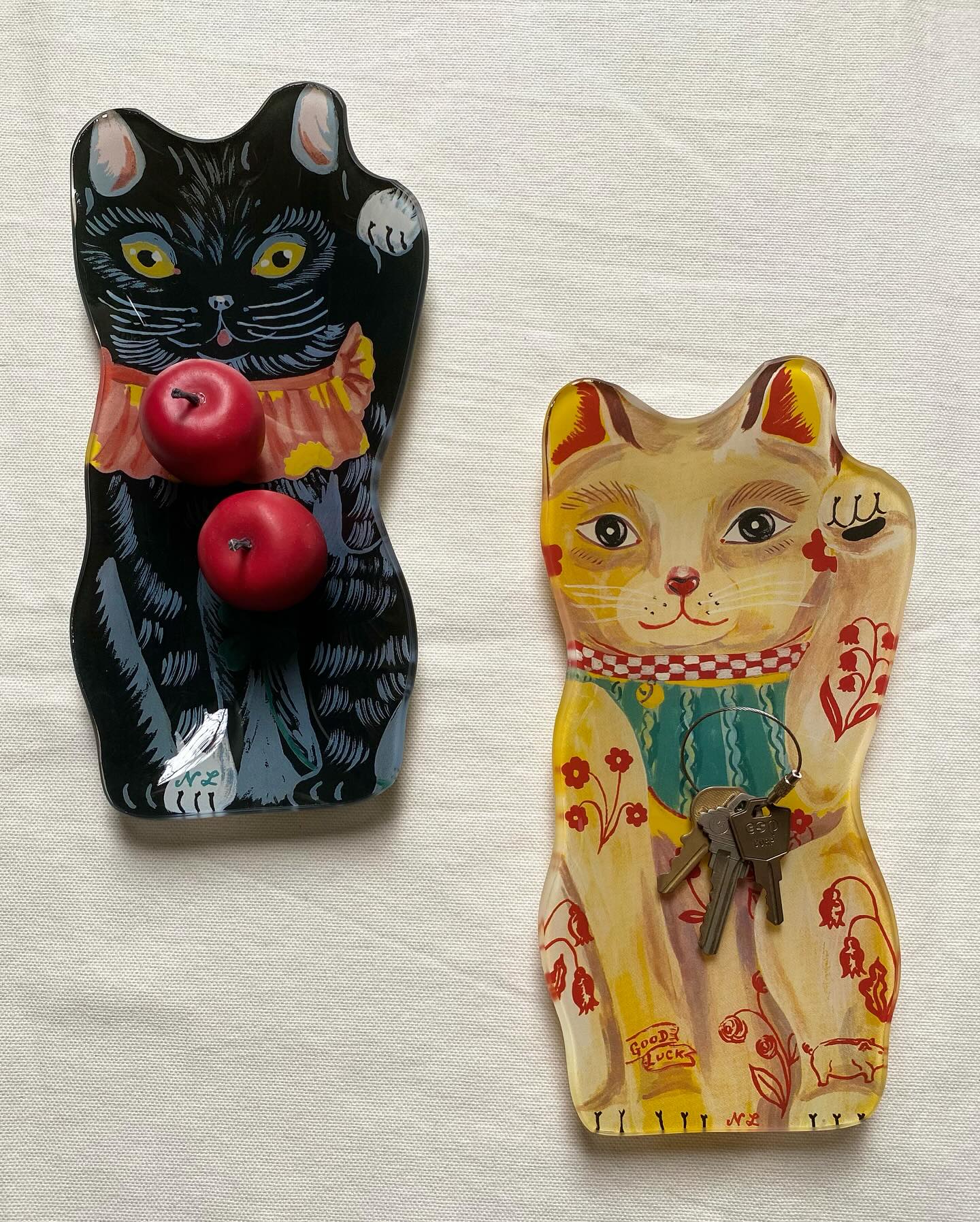 新品ナタリーレテガラスプレート招き猫Aねこネコキャット | ヤマダ