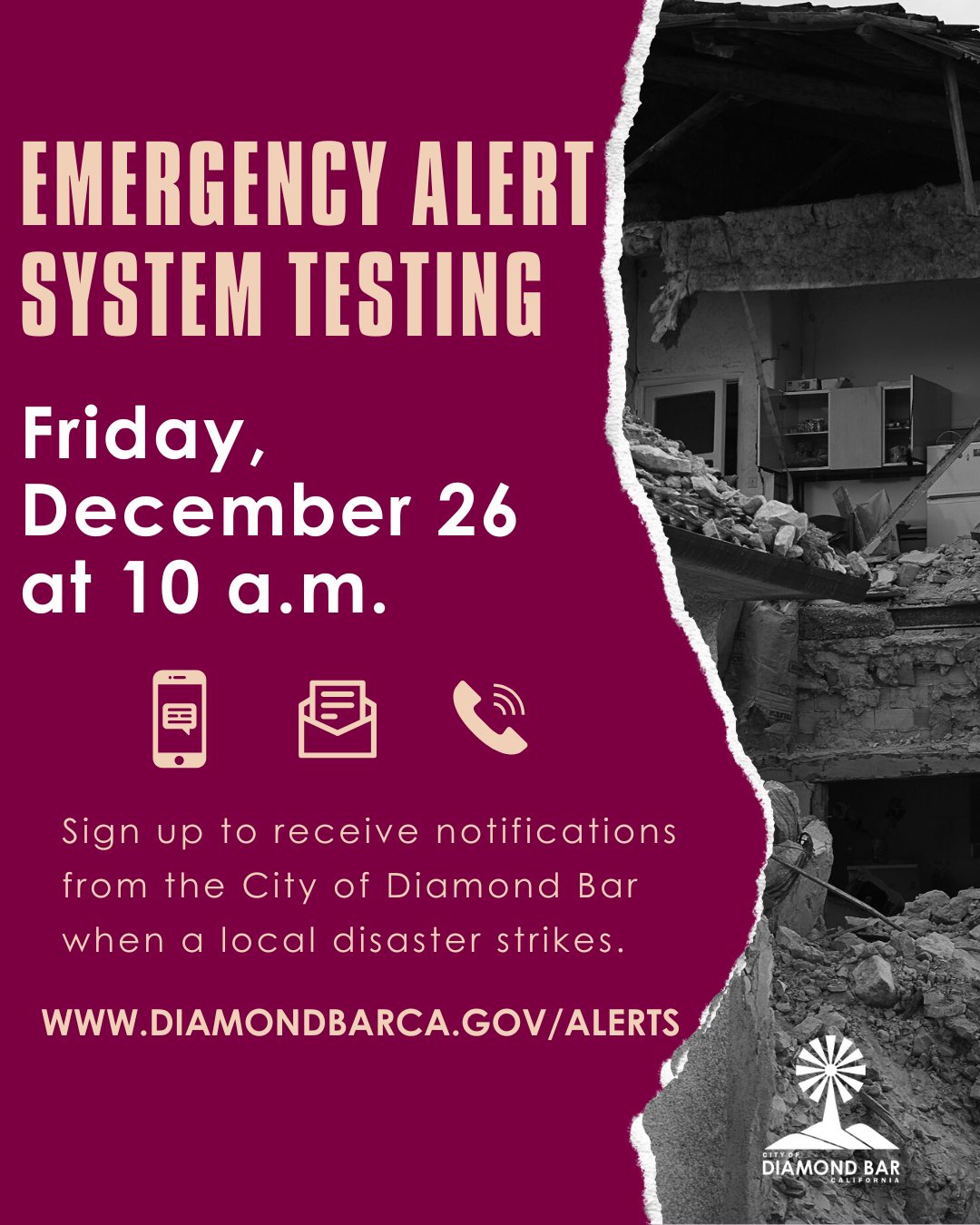 🚨 Emergency Alert Test -... - City of Diamond Bar - City Hall | Facebook