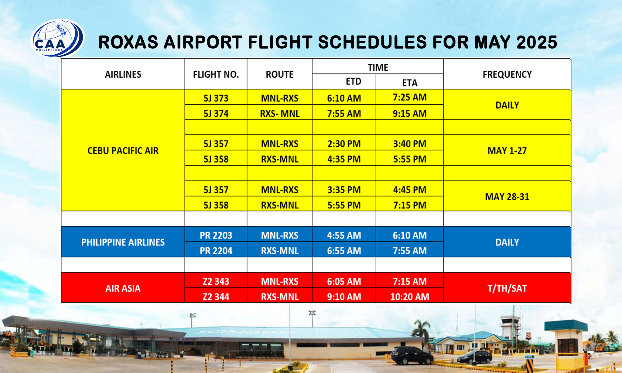 R Travel - Roxas Airport Flight Schedule Advisory for the month of MAY ...