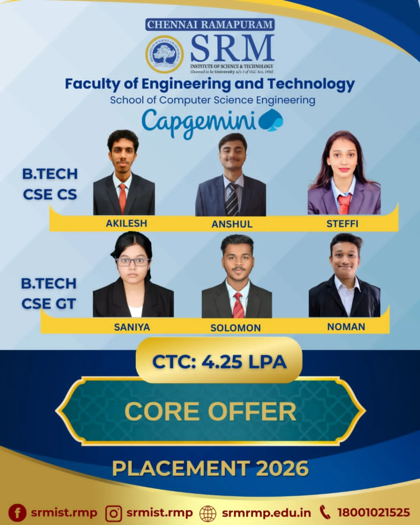 SRM - Campus Placement Achievement – 2026 We are pleased to announce ...