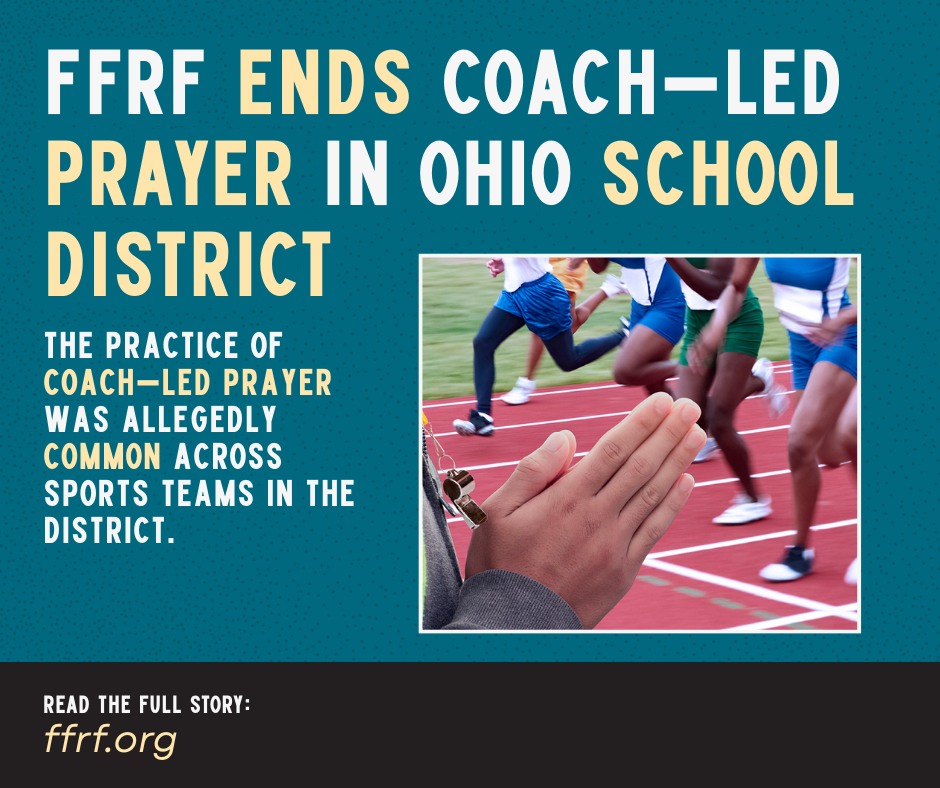 FFRF put a stop to one... - Freedom From Religion Foundation | Facebook