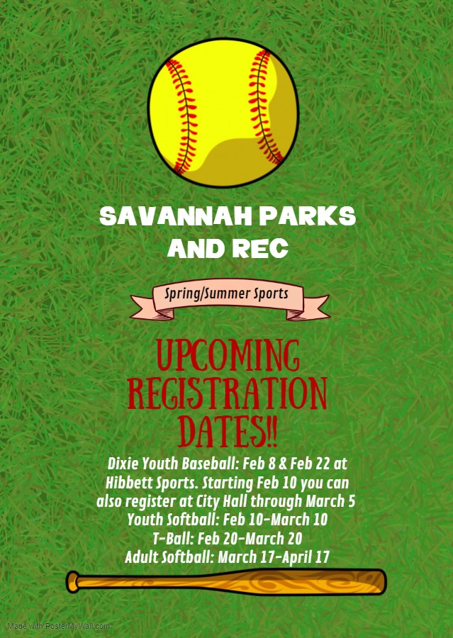 Savannah Parks and Recreation Spring/Summer sports are approaching
