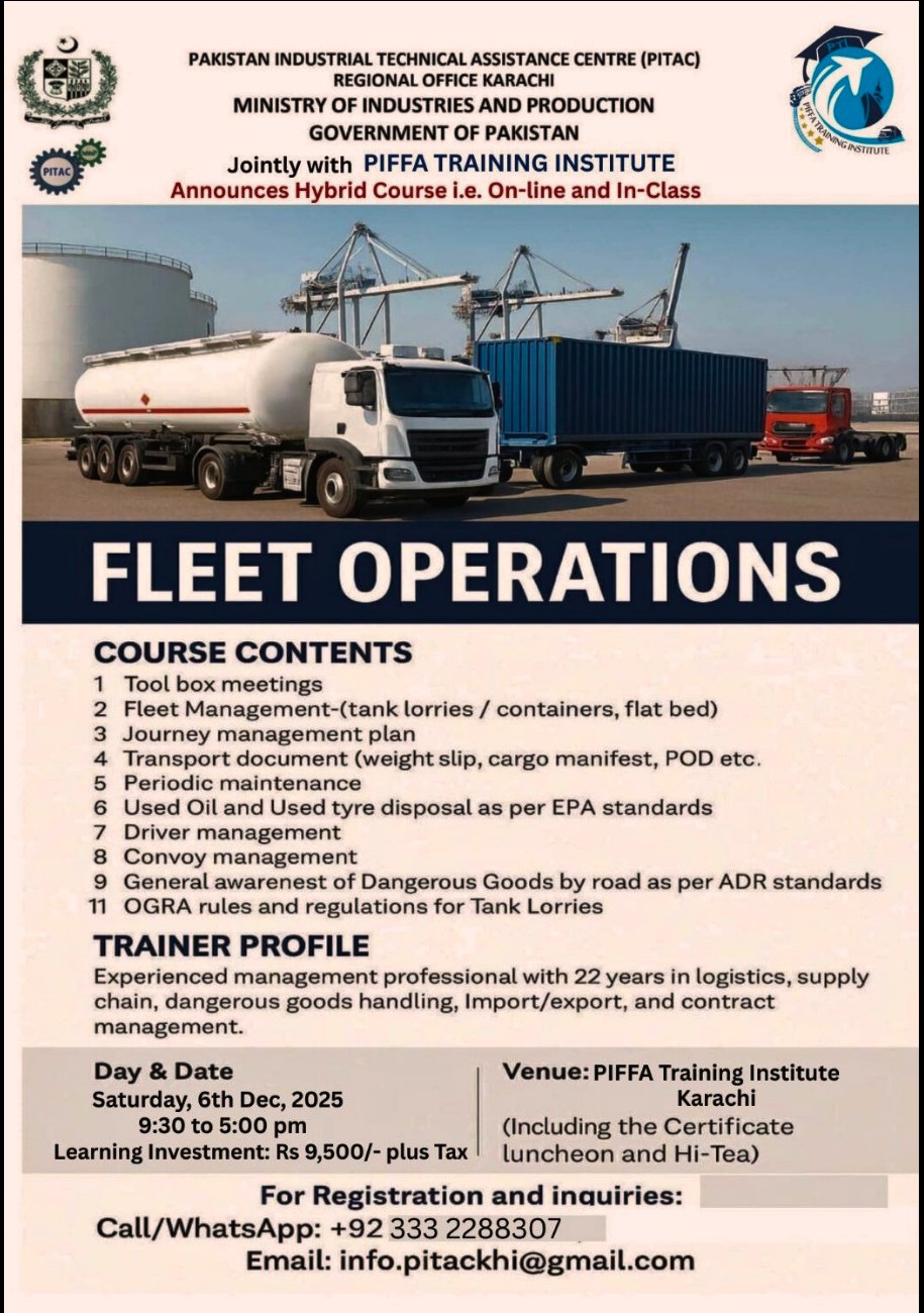 PITAC - Training Course on Fleet Operations online and in Class to be ...