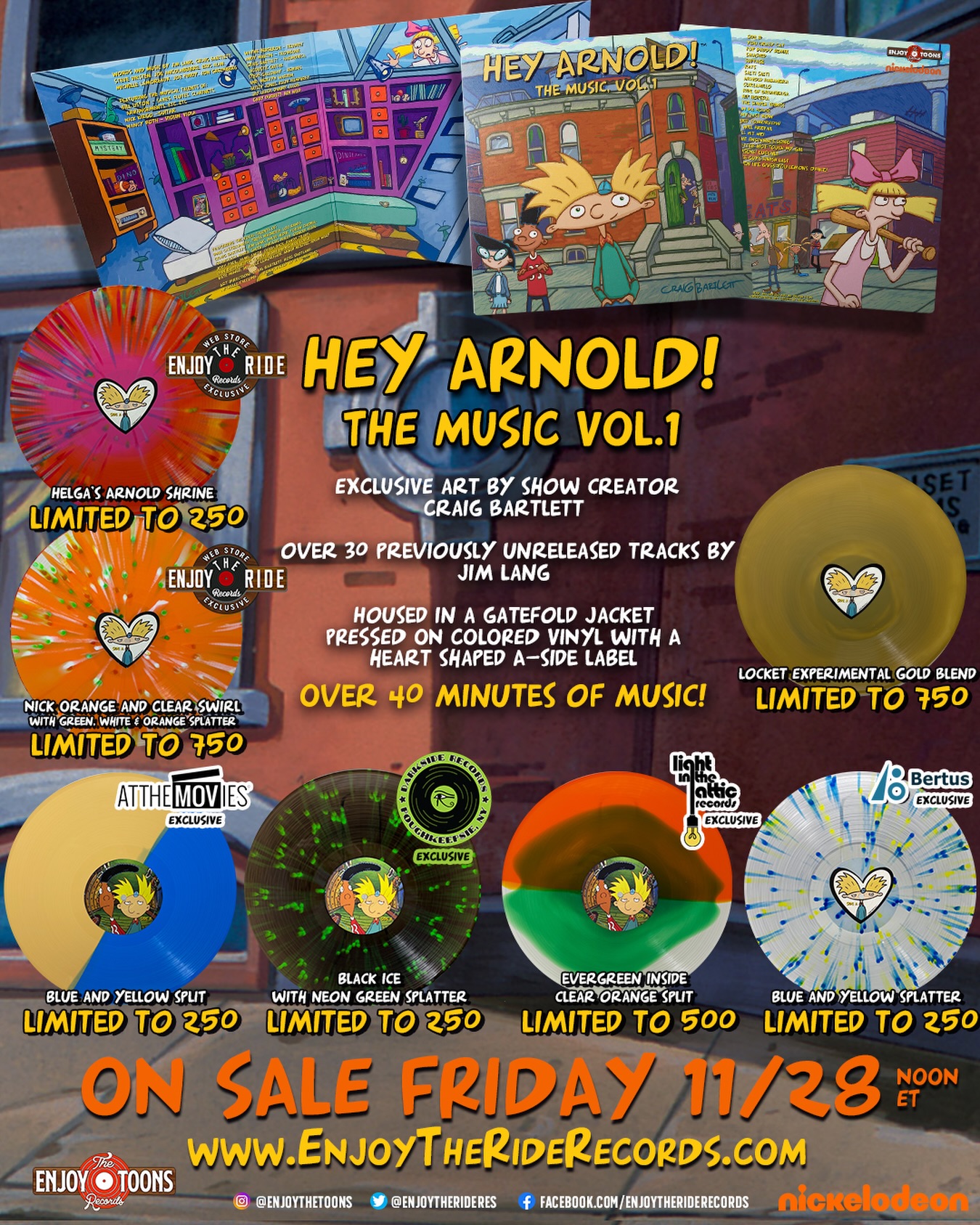 Hey Arnold! Volume 1 Available NOW at EnjoyTheRideRecords.com
