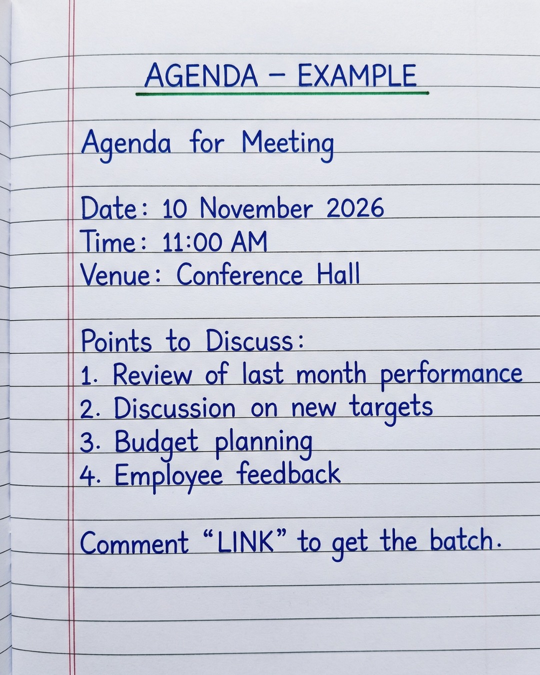 how to write meeting agenda