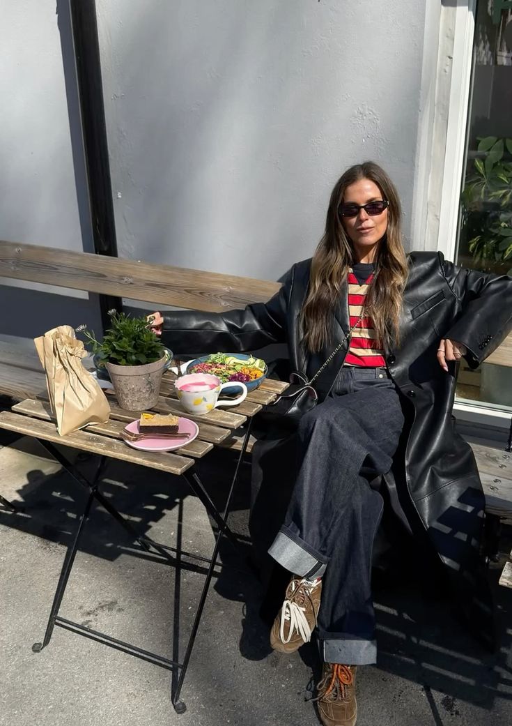 The Fashion - Loving a long leather coat with a early mornig coffee! A ...