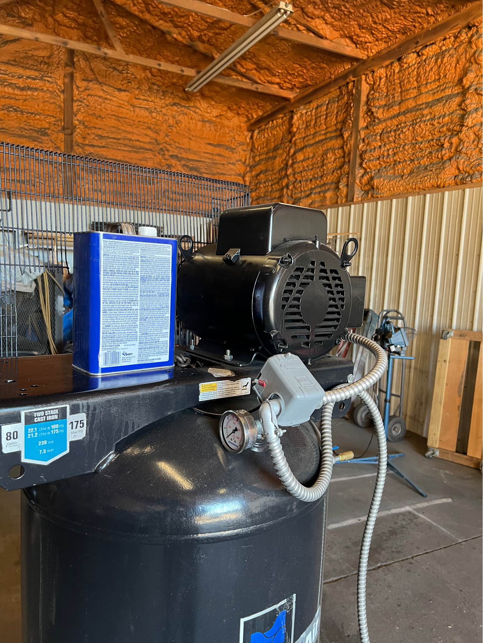 Industrial Air compressor. T A N K O n l y 80 Gallon With shut off ...
