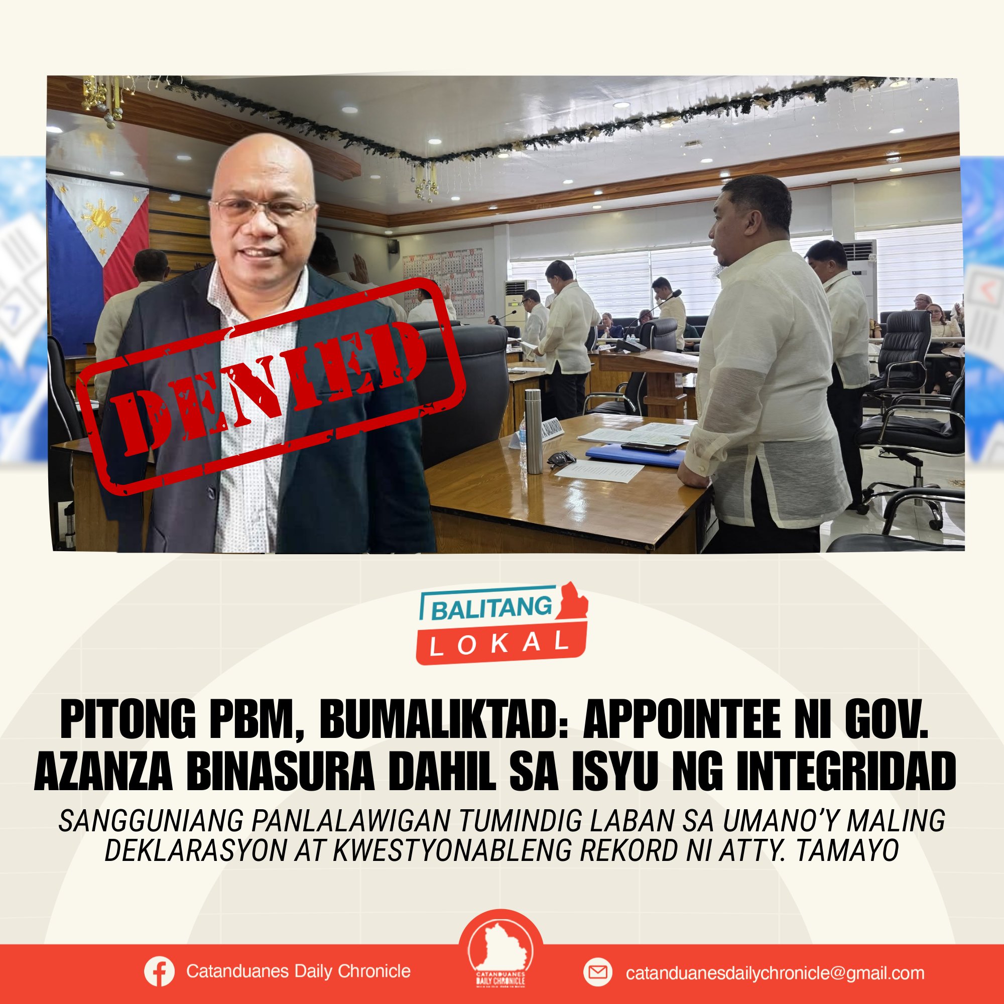 Catanduanes - 𝐏𝐢𝐭𝐨𝐧𝐠 𝐏𝐁𝐌, 𝐛𝐮𝐦𝐚𝐥𝐢𝐤𝐭𝐚𝐝: 𝐀𝐩𝐩𝐨𝐢𝐧𝐭𝐞𝐞 𝐧𝐢 𝐆𝐨𝐯. 𝐀𝐳𝐚𝐧𝐳𝐚 𝐛𝐢𝐧𝐚𝐬𝐮𝐫𝐚 ...