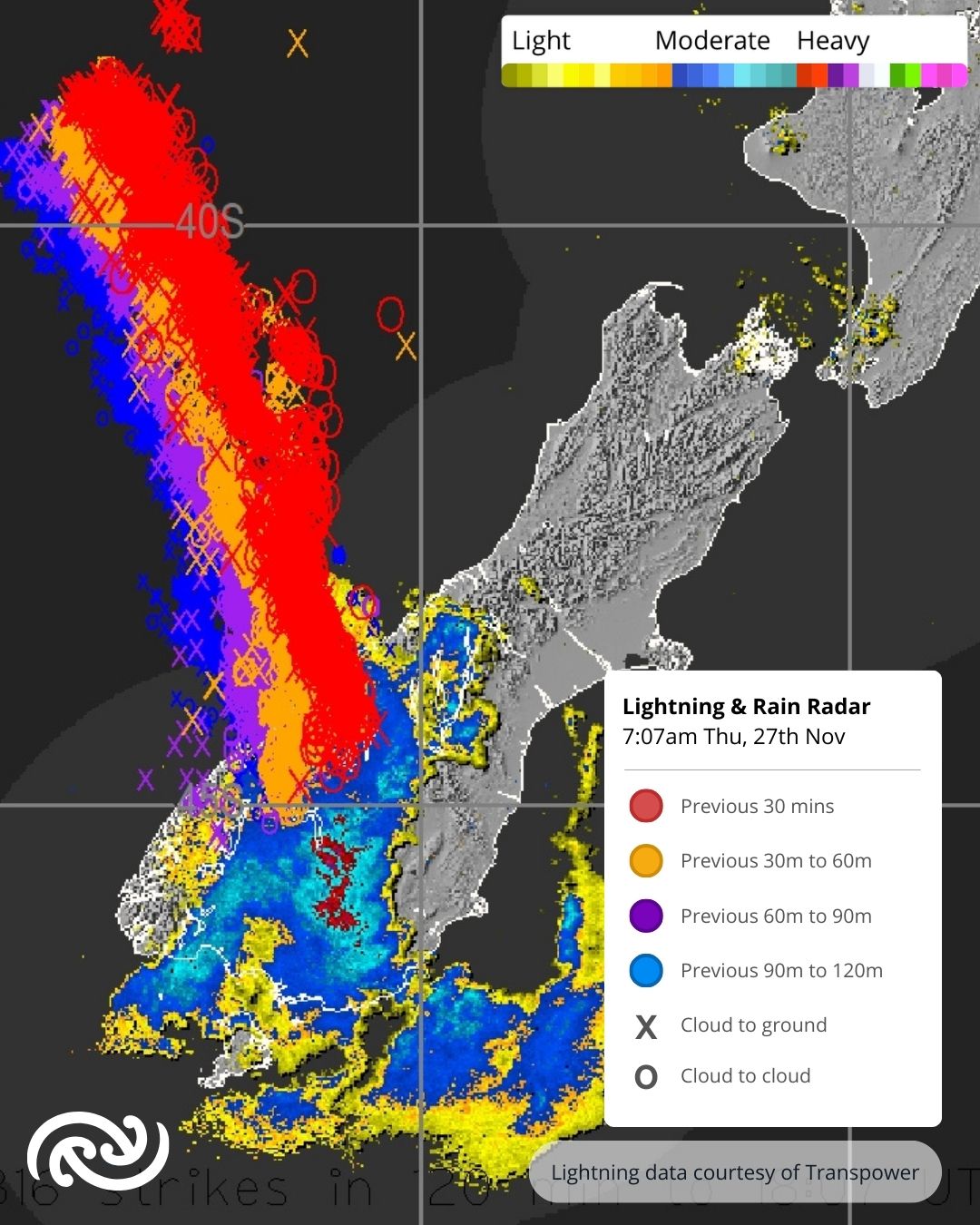 MetService - Loads of lightning as an active front moves up the South ...