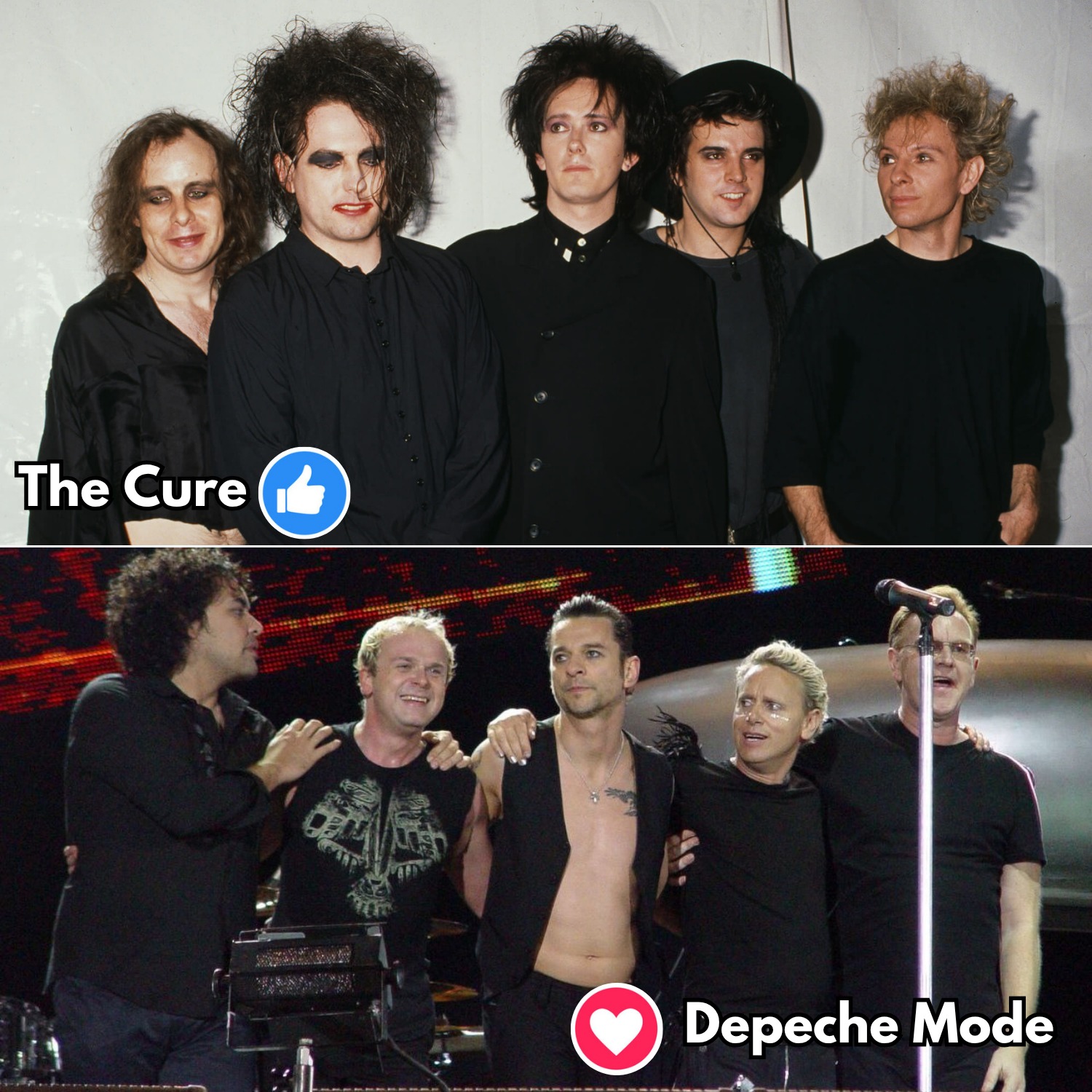 80's alternative music favorites include The Cure and Depeche Mode