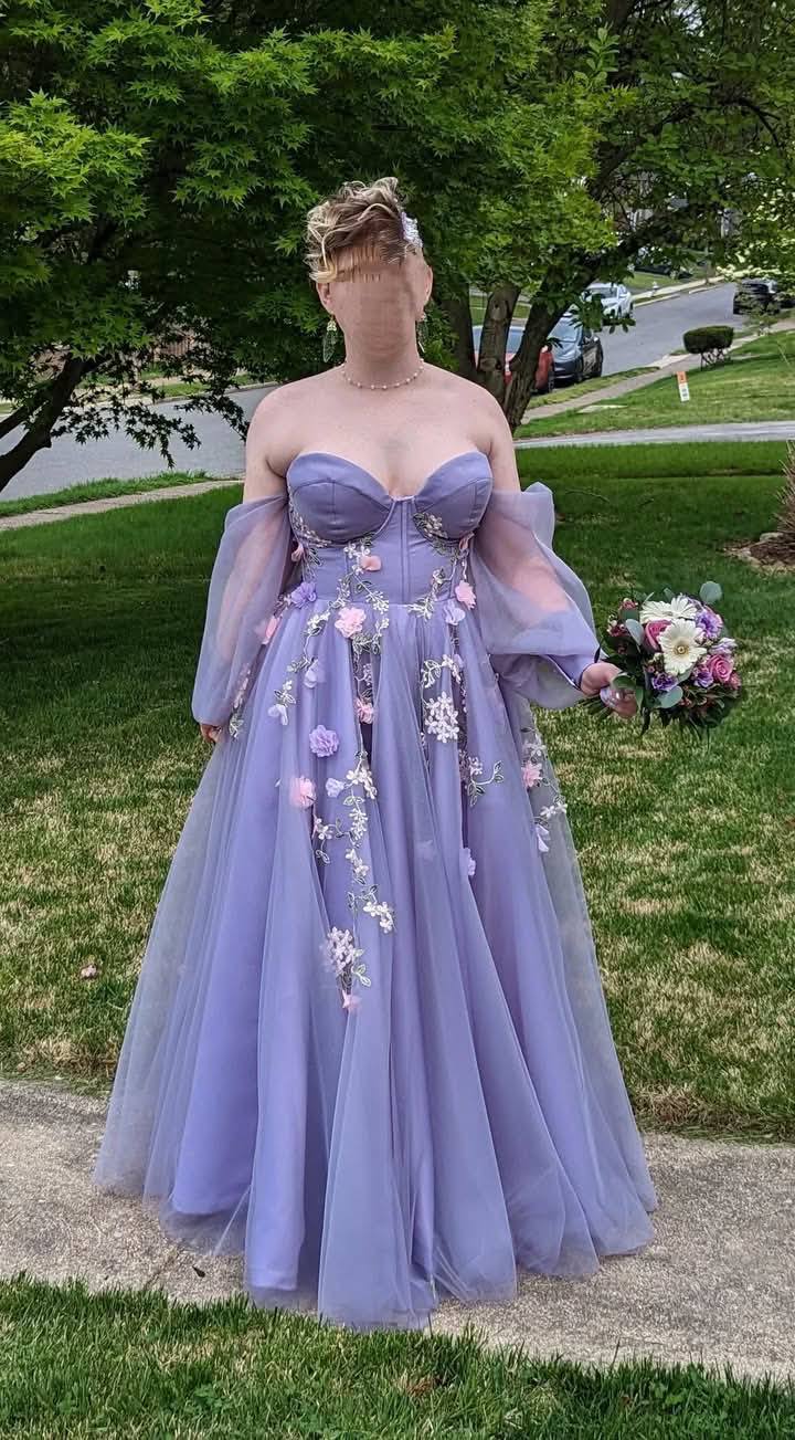 enchanted prom dress Light Blue Off ShoulderTulle Split while the layered tulle skirt flows beautifully with every step Sage Tulle A-line Appliques Dress