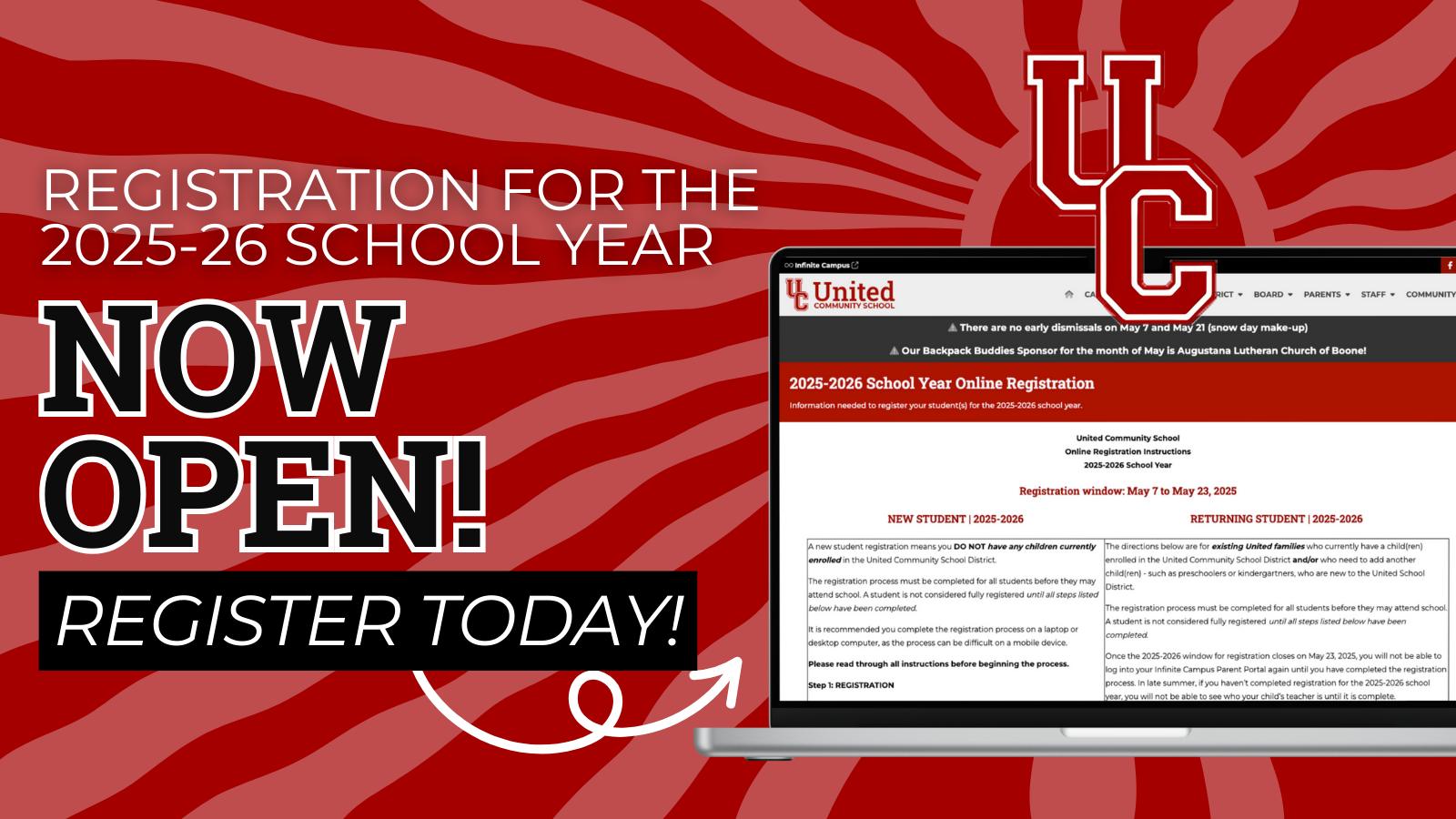 United - Registration for the 2025-26 school year is now open! 🙌 ...