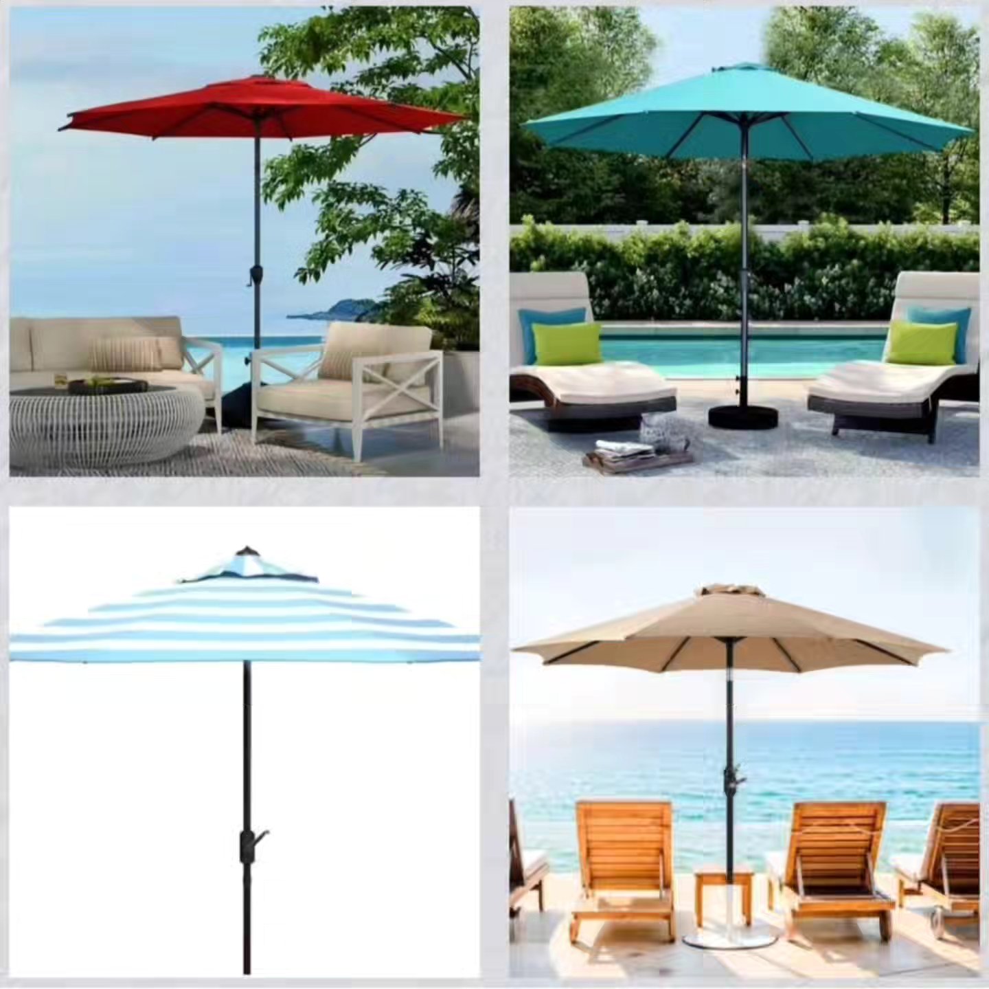 blissun 9' outdoor aluminum patio umbrella Umbrella, Striped Patio Umbrella, Market Striped with Push Button Tilt and Crank (Navy Blue) Some have also reported issues such as the string coming out of the pulley Blissun 9' Outdoor Aluminum Patio