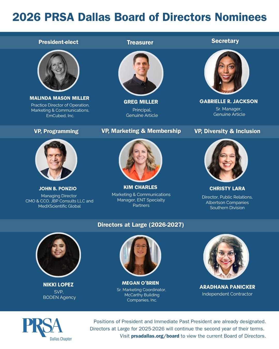 PRSA Dallas - 📢 2026 Board of Directors Announcement 📢... | Facebook