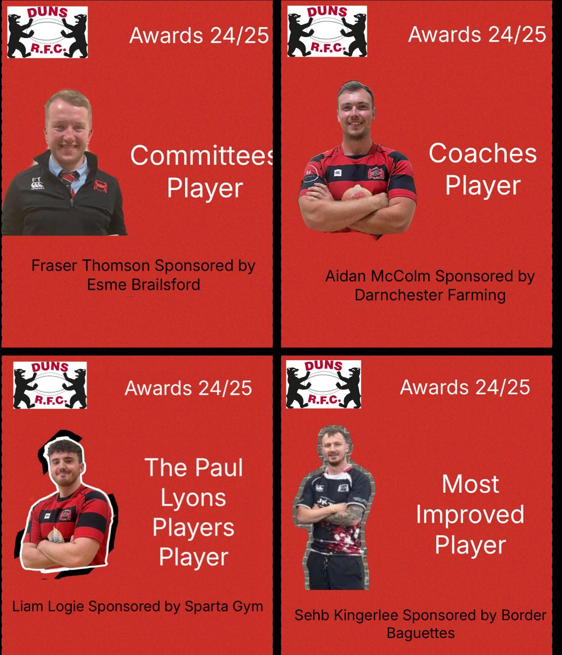 Duns Rugby Club - 🏉 End of Season Awards 2024/25 🏉 Four... | Facebook