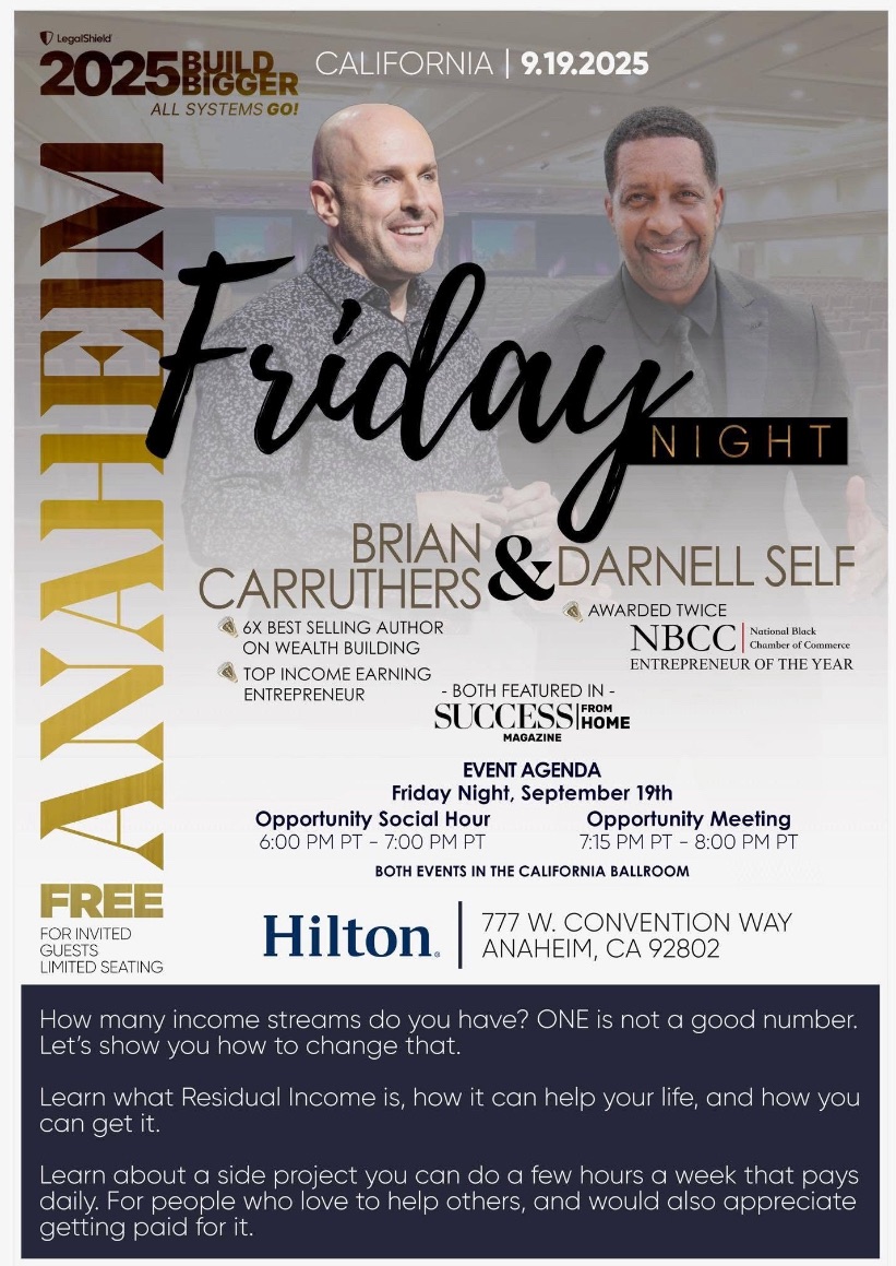 Anaheim, Friday Night Opportunity Social & Opportunity Meeting
