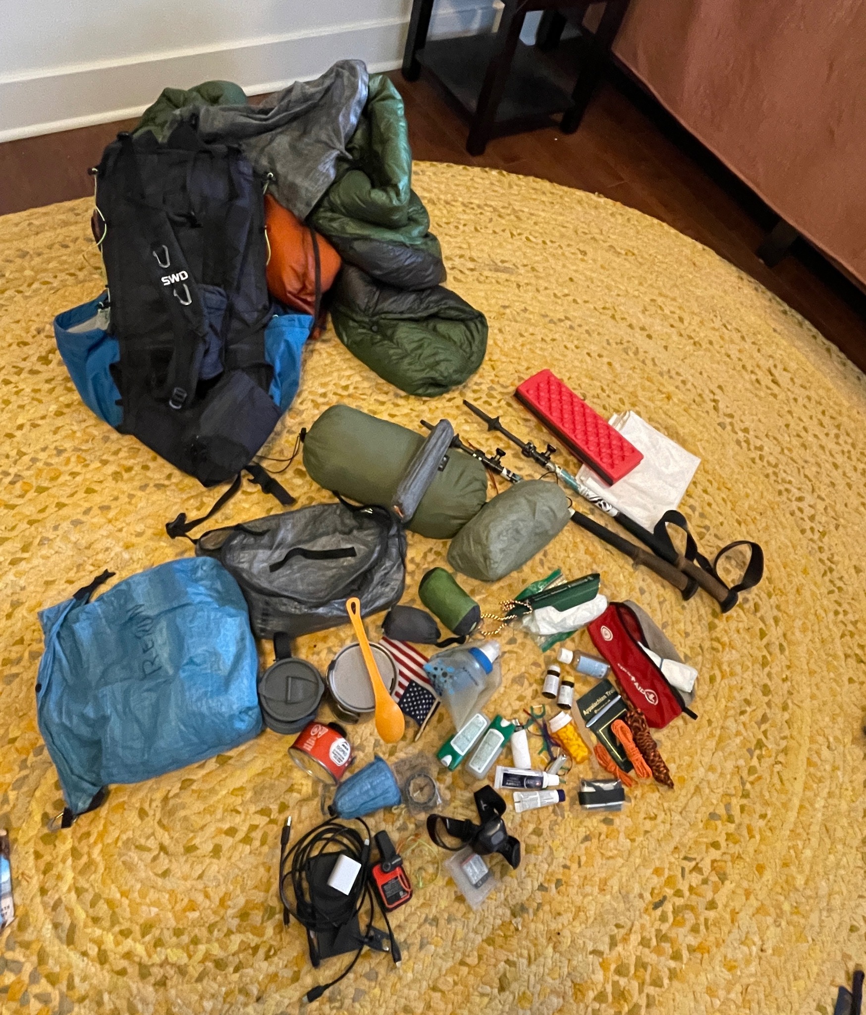 AT ready. All of it minus food and water. Two fuel canisters 