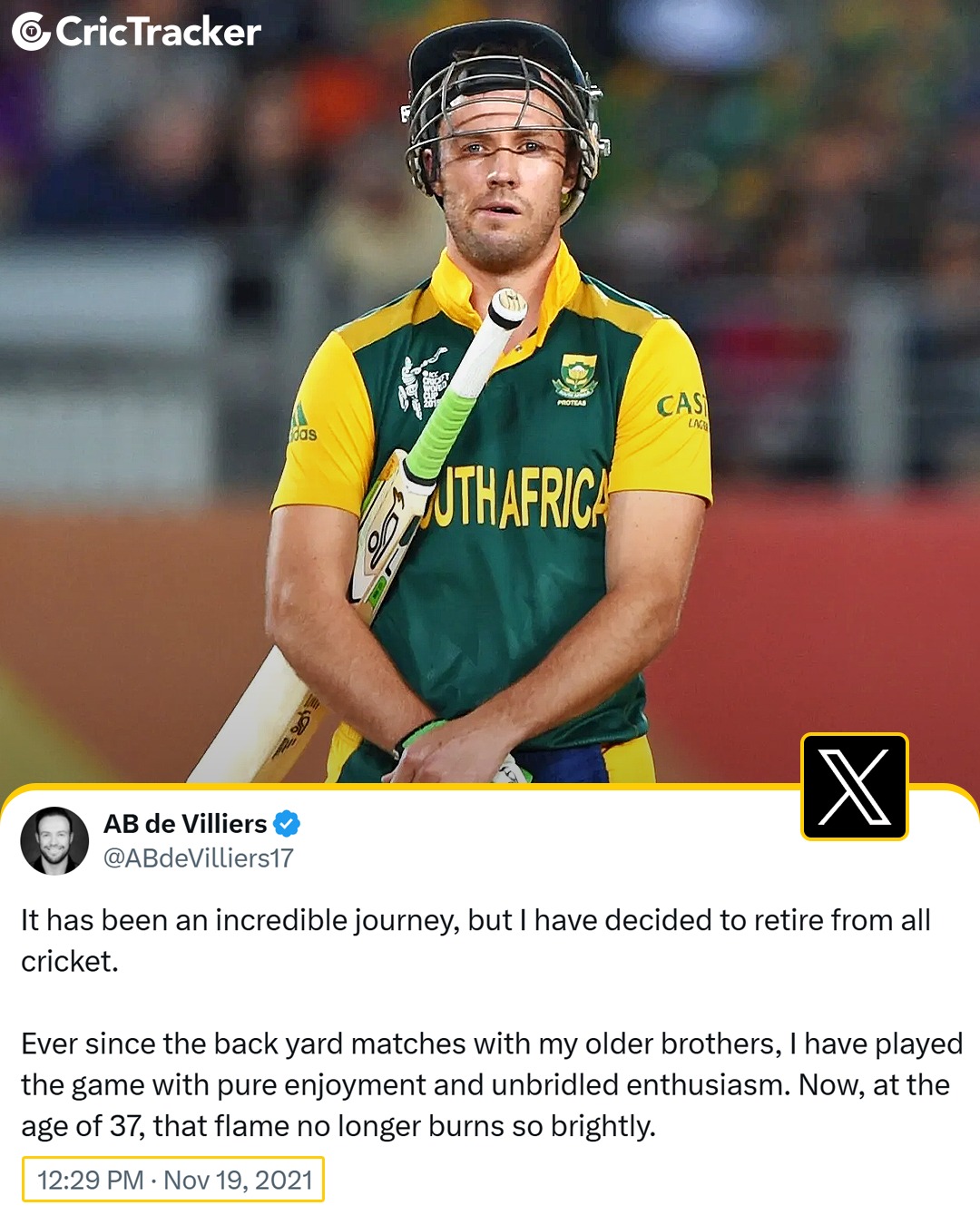 CricTracker - #OnThisDay in 2021, AB de Villiers hung up his boots ...