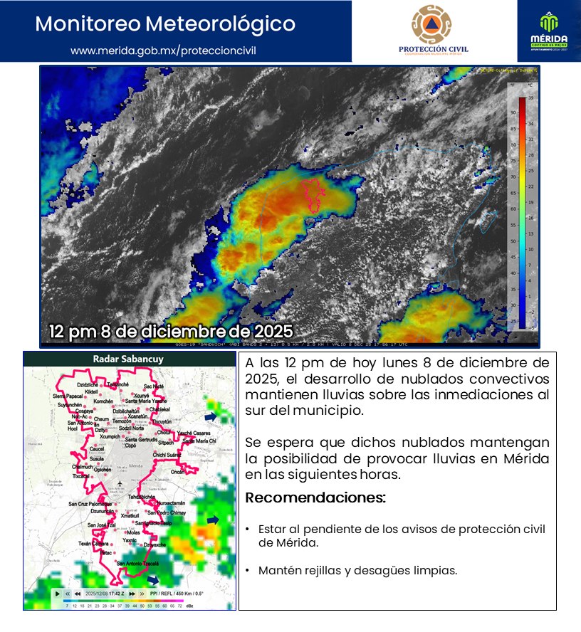 A las 12 pm de hoy lunes 8 de... - Protección Civil Mérida | Facebook