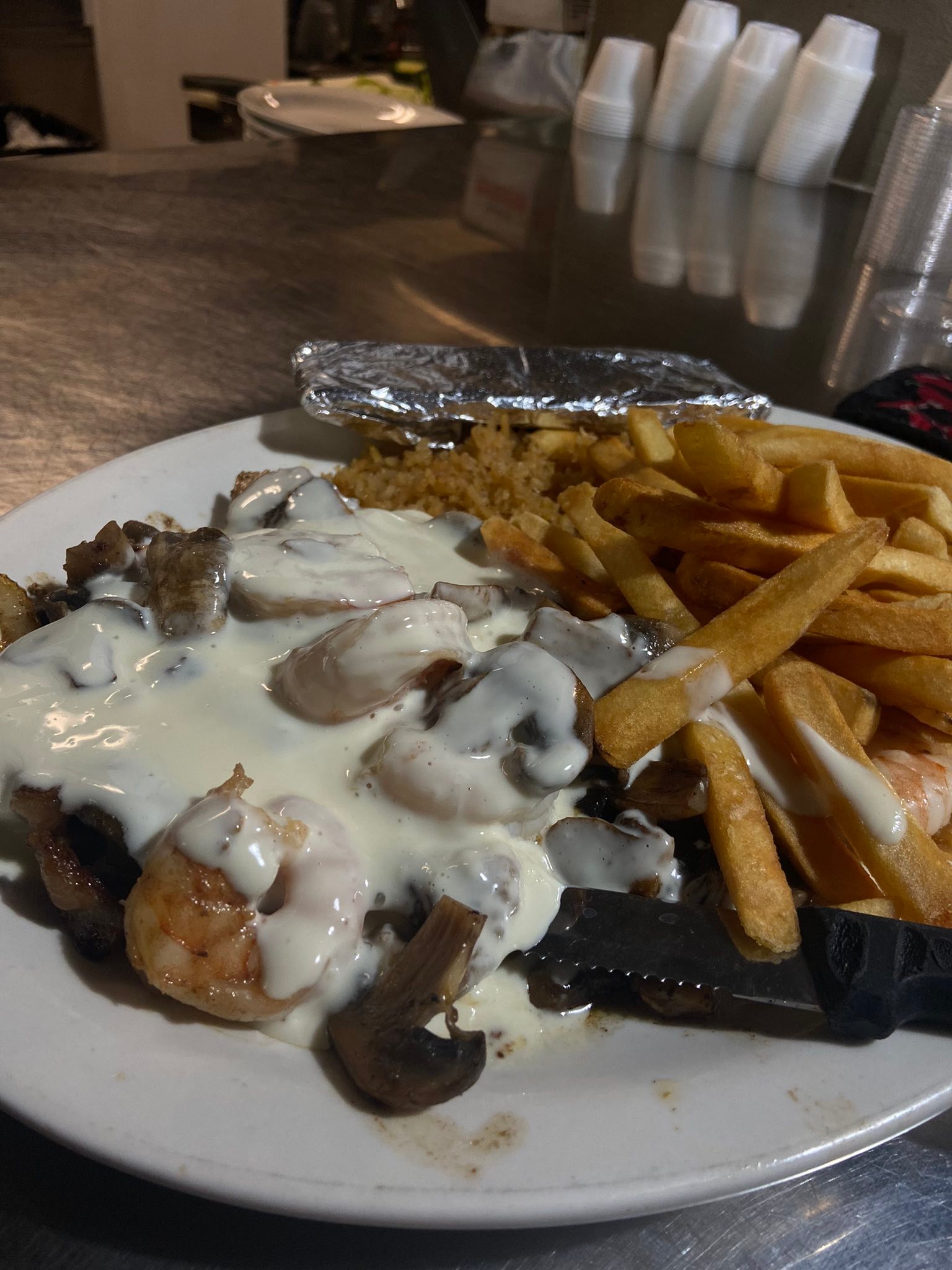 Mi Pueblito - Rib eye steak and shrimp and t bone steak... | Facebook